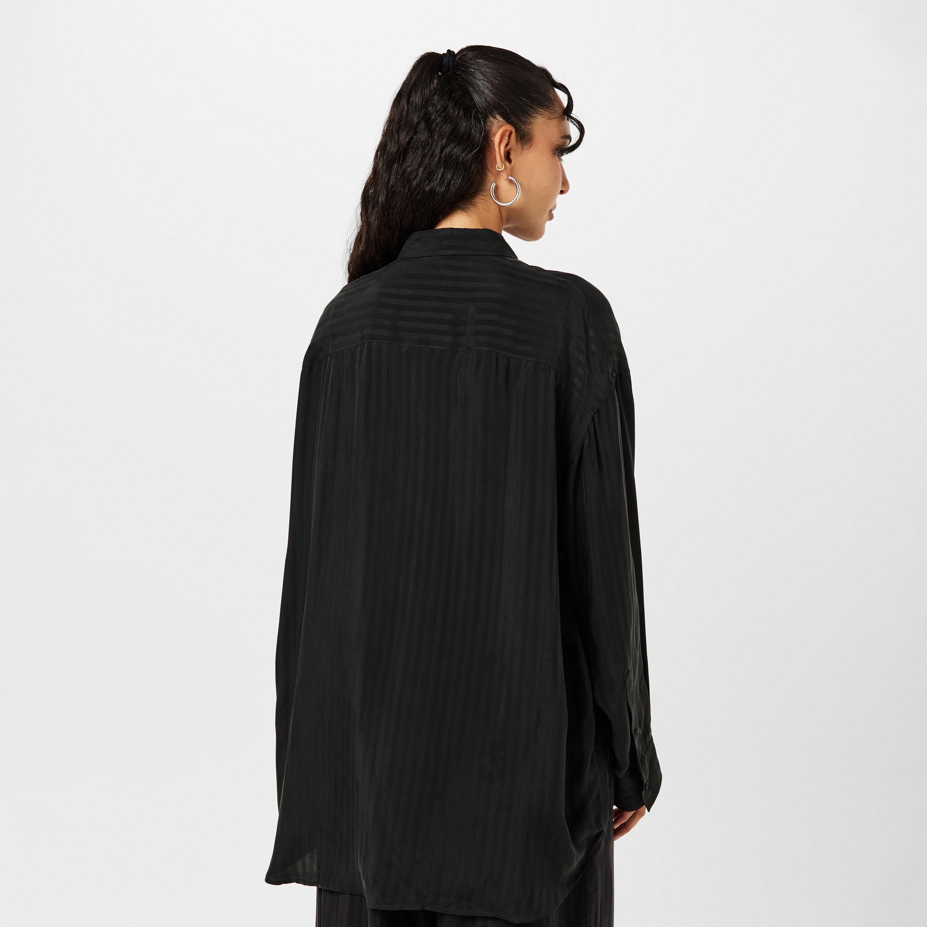Black - Balenciaga - Women's Bal Fluid Long-Sleeve Patterned Shirt - 4