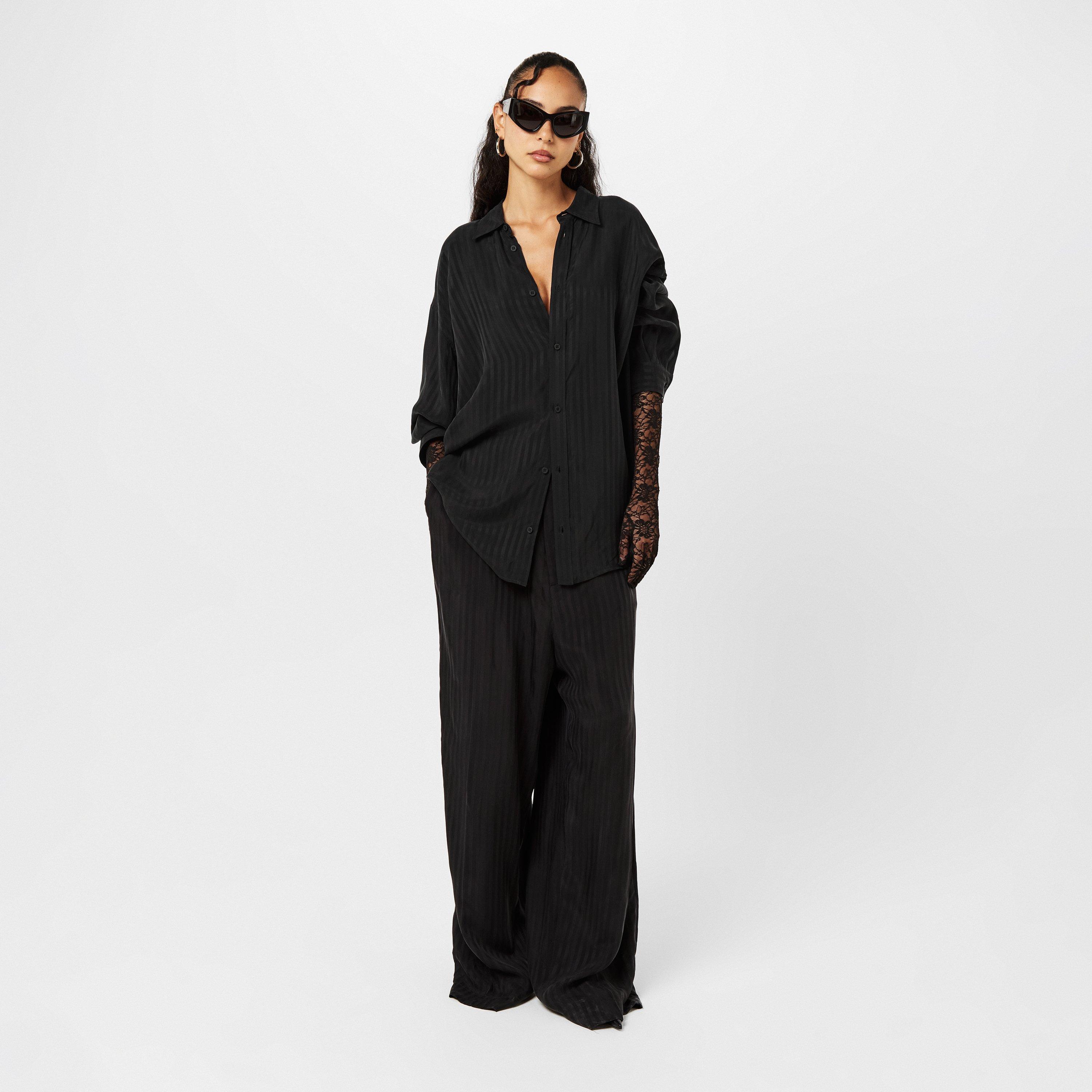 Black - Balenciaga - Women's Bal Fluid Long-Sleeve Patterned Shirt - 6