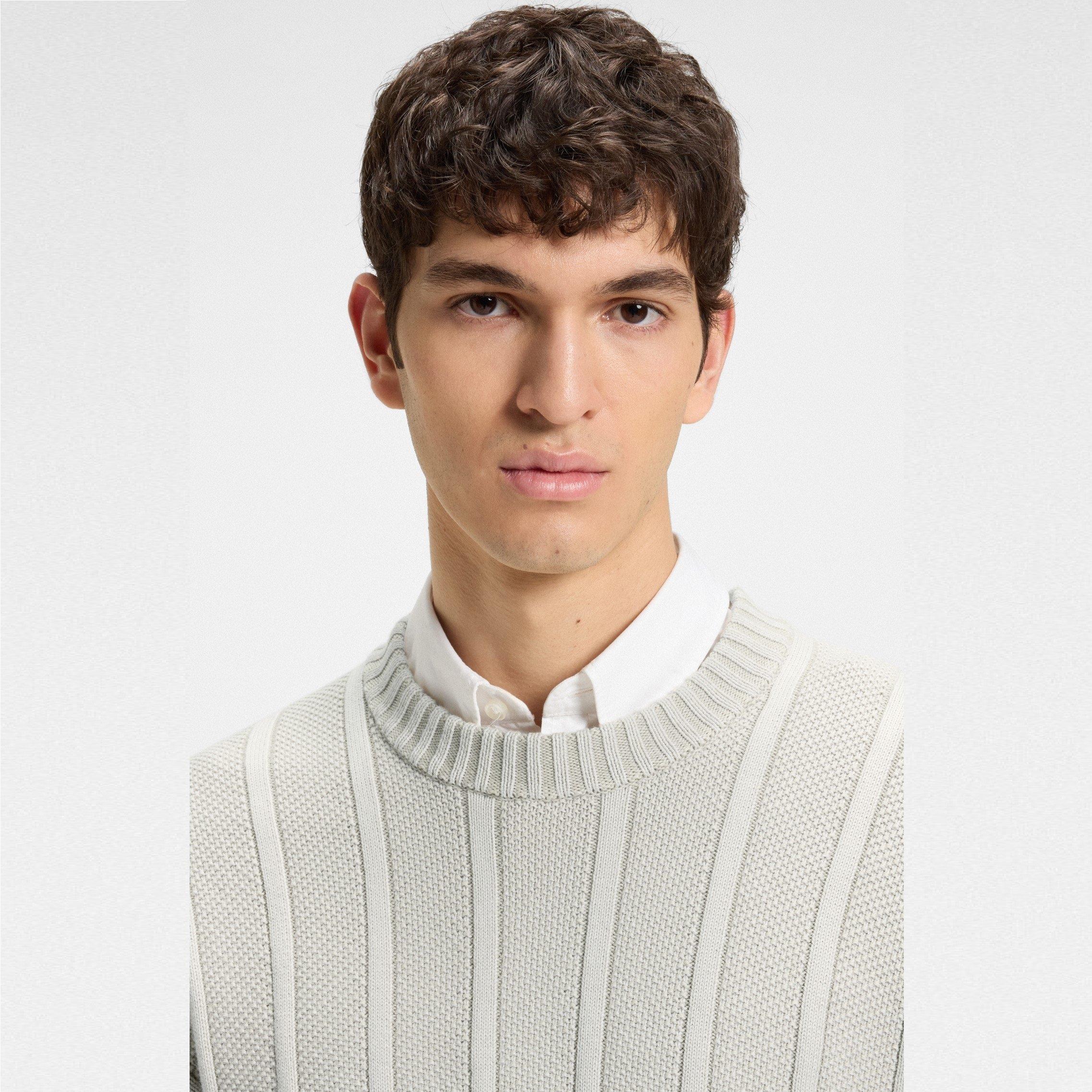 Light Beige 271 - Boss - Men's Kaktus Knitted Jumper, Breathable Cotton - 4