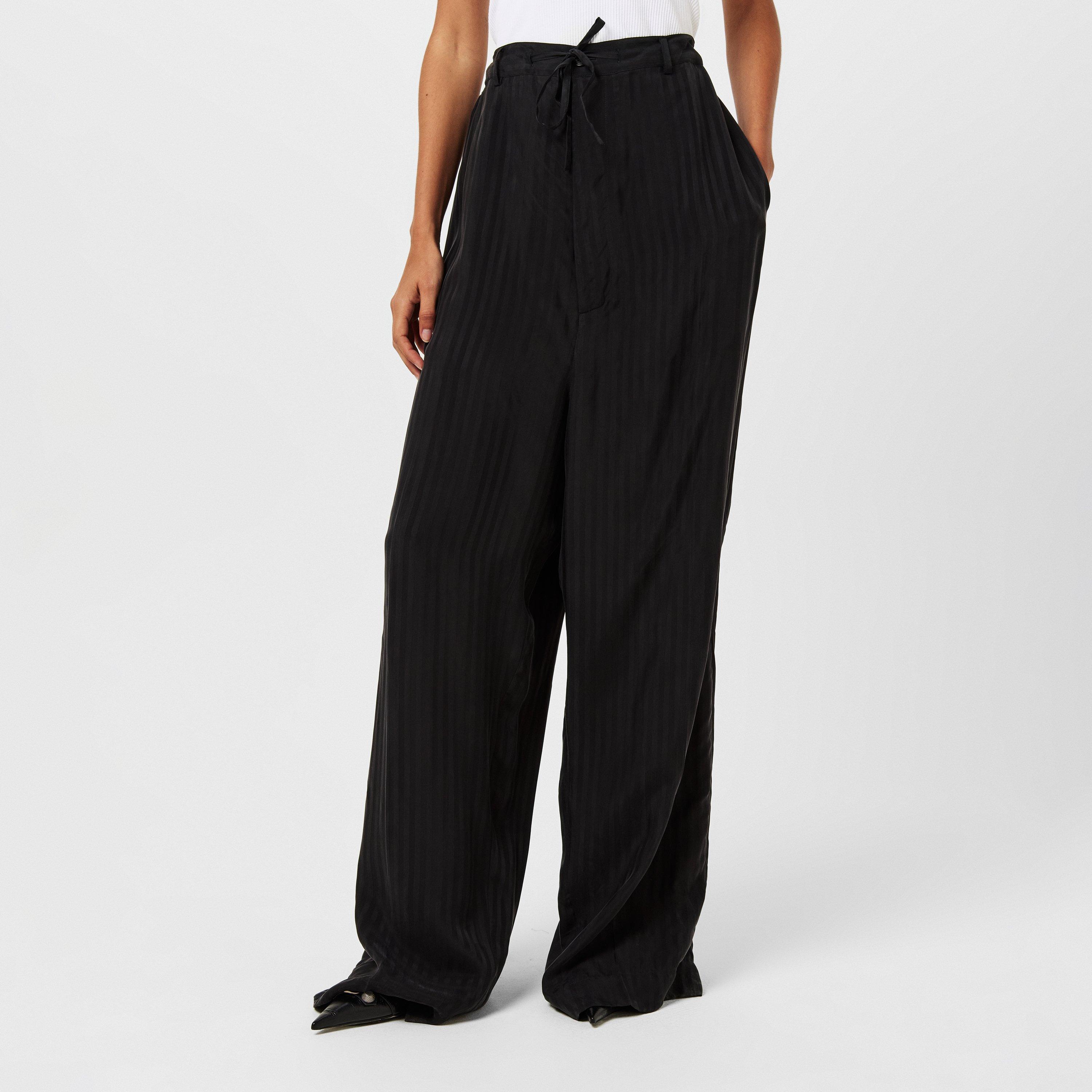Black - Balenciaga - Women's High-Rise Straight-Leg Front Pleat Tailored Trousers - 3