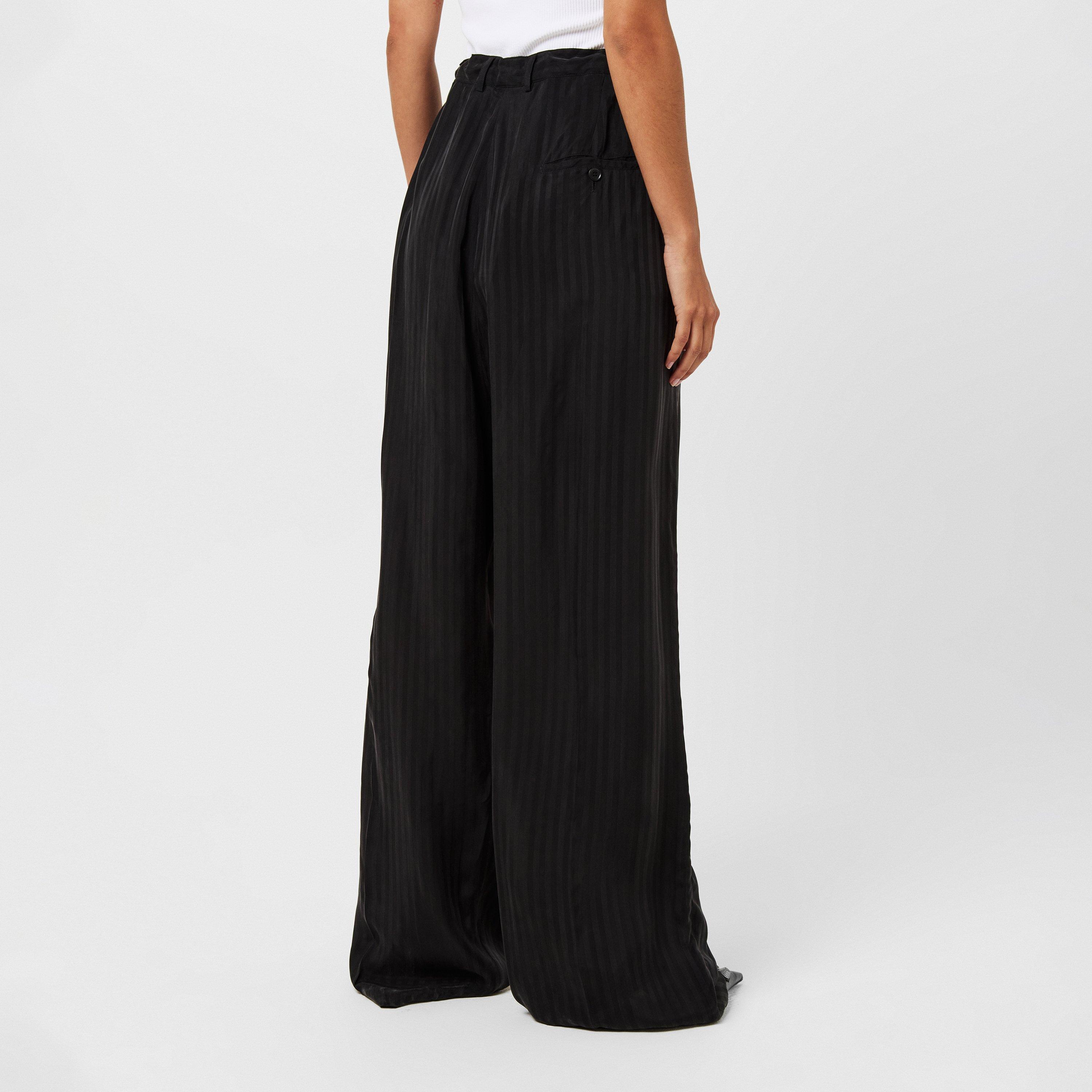 Black - Balenciaga - Women's High-Rise Straight-Leg Front Pleat Tailored Trousers - 4