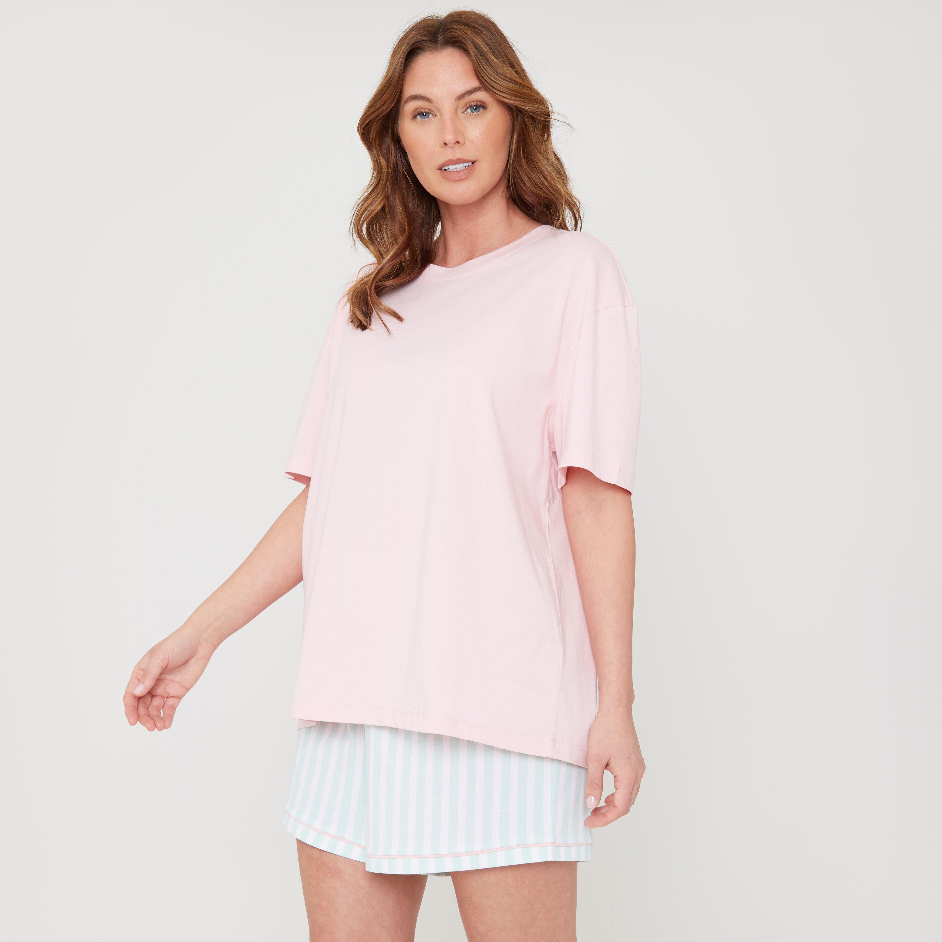 Pink - Miso - Women's Stripe Short-Sleeve Pyjama Set - 1