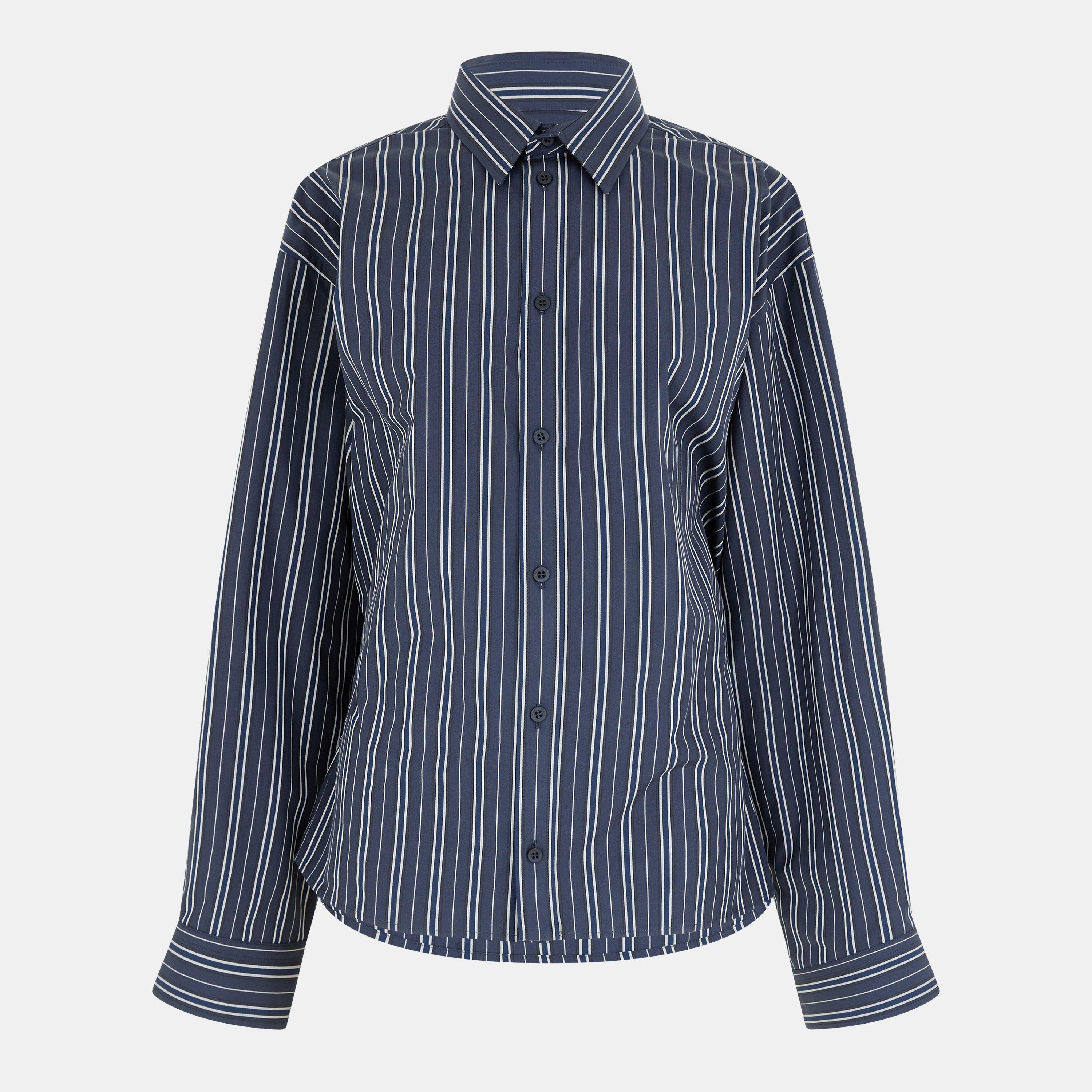 Marine Blue - Balenciaga - Women's Semi Fitted Long Sleeve Patterned Shirt - 1