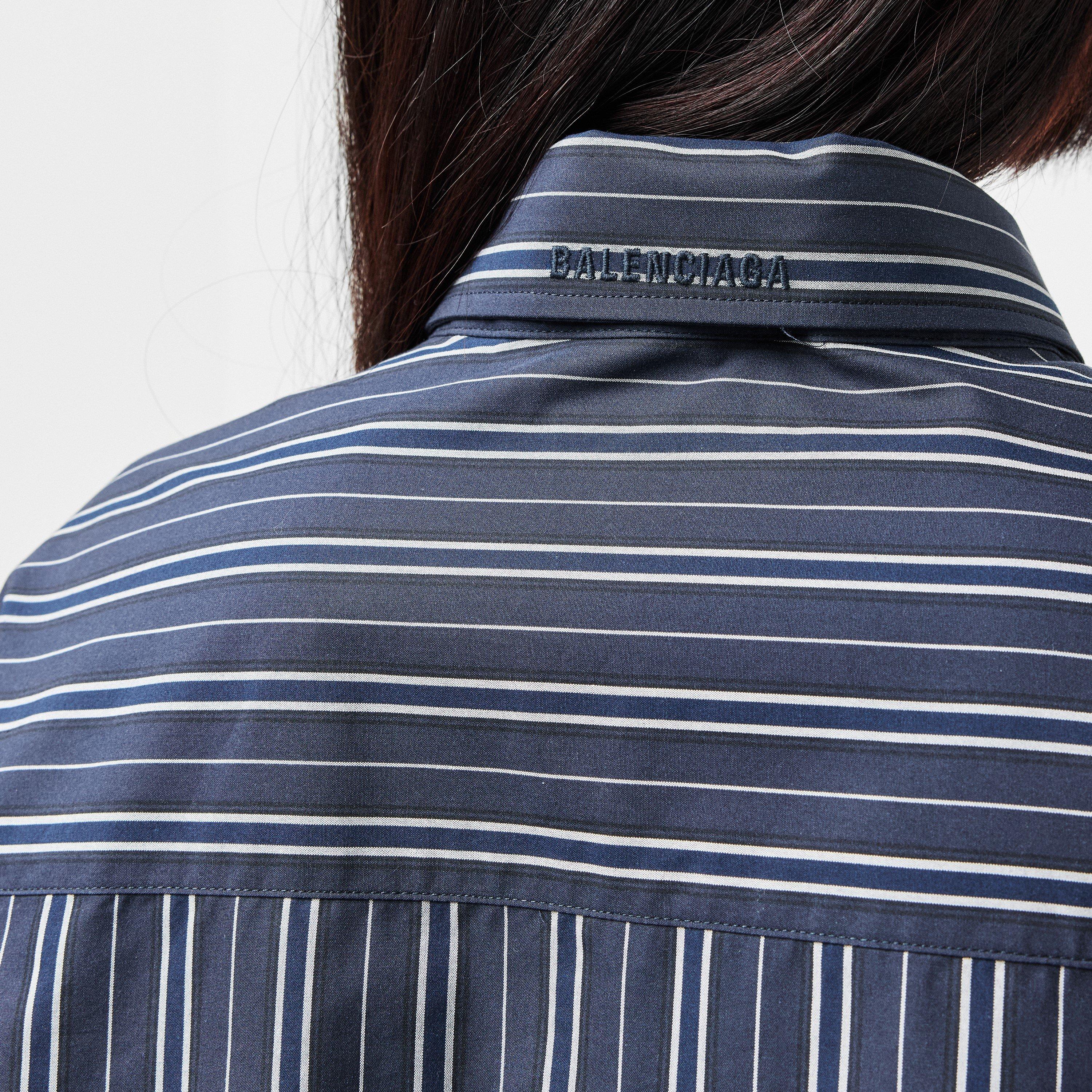 Marine Blue - Balenciaga - Women's Semi-Fitted Long-Sleeve Patterned Shirt - 5