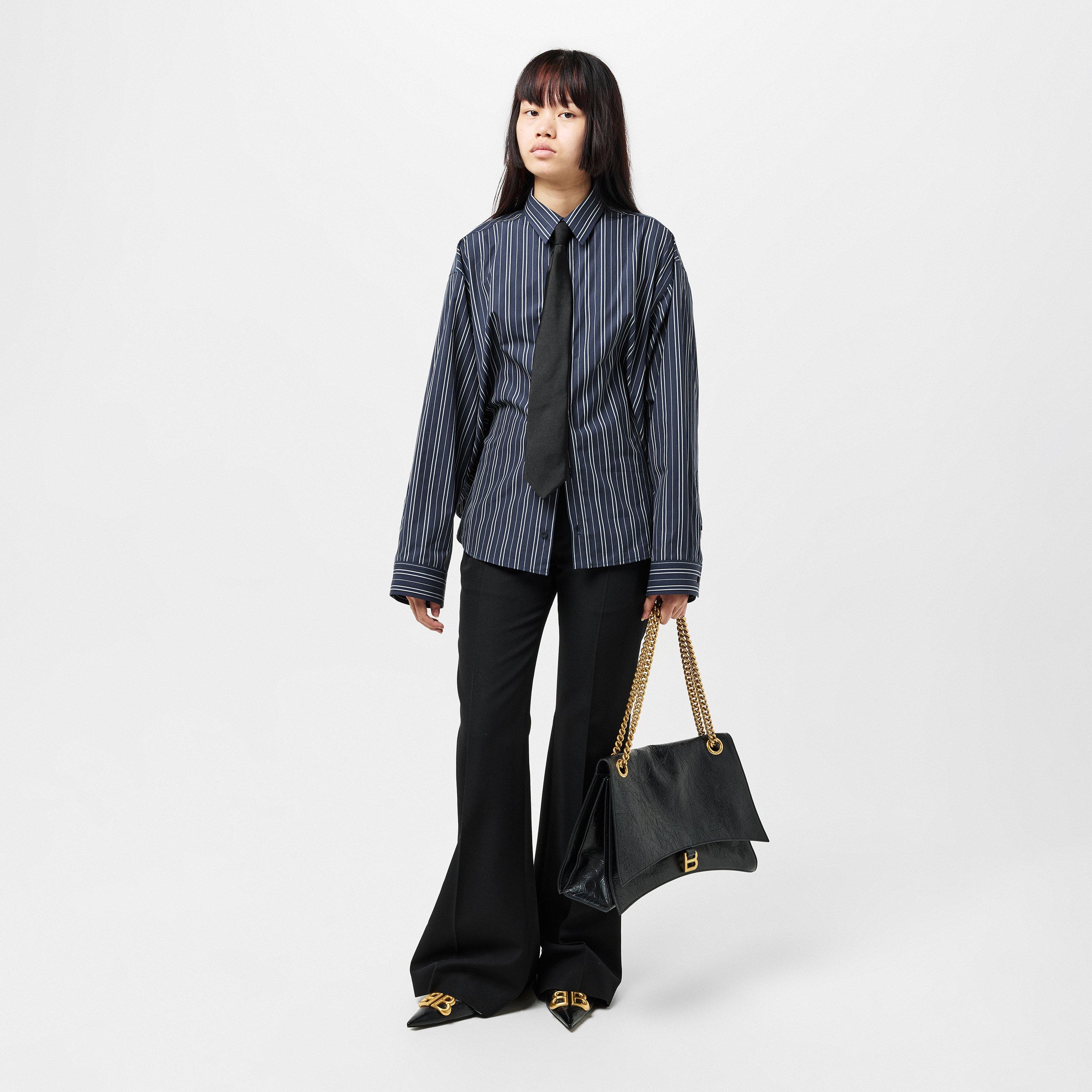 Marine Blue - Balenciaga - Women's Semi-Fitted Long-Sleeve Patterned Shirt - 6