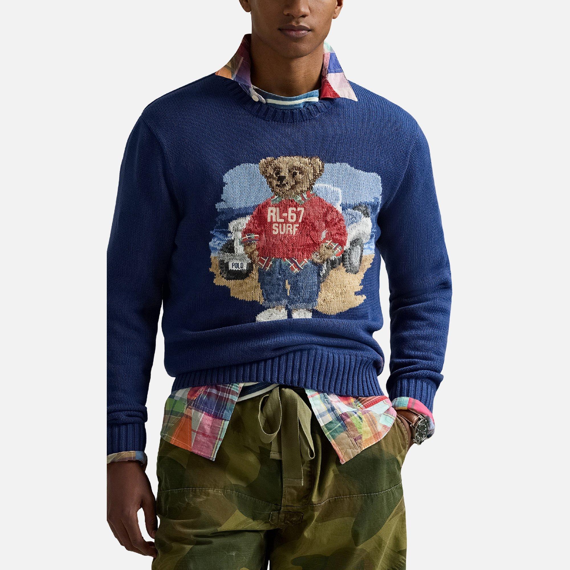Light Navy - Ralph Lauren - Men's Bear Crew Neck Jumper - 3