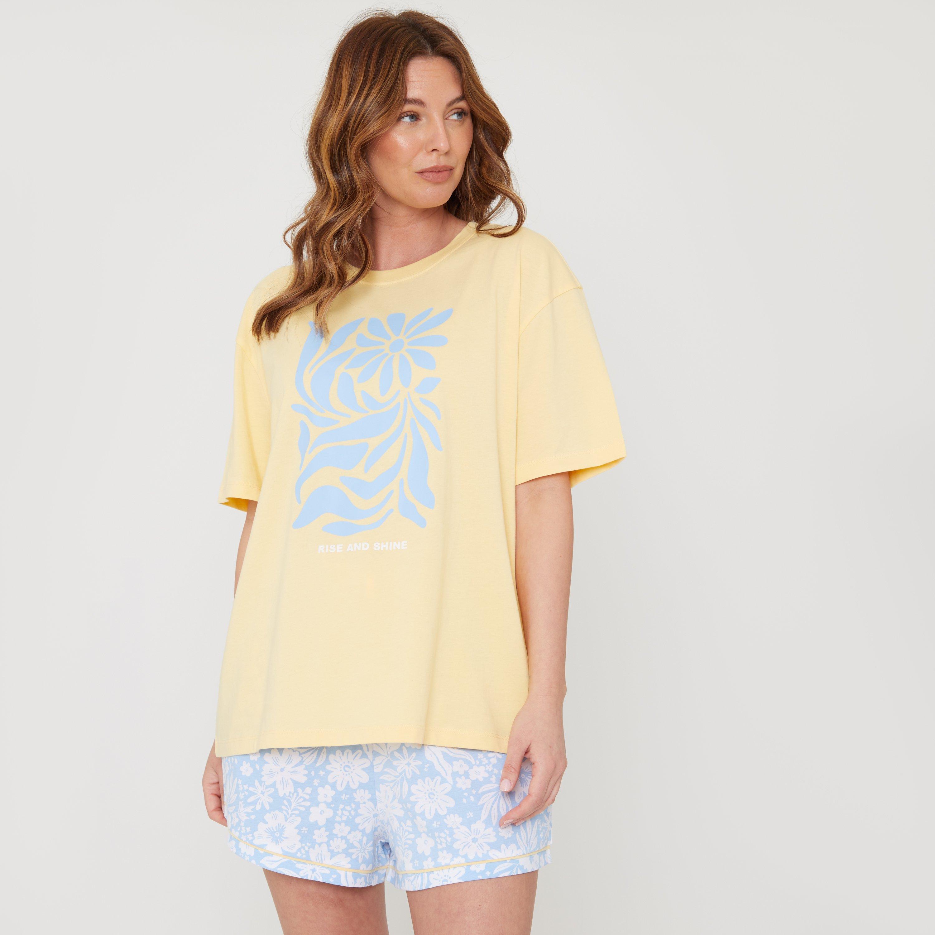 Gelb - Miso - Floral Short-Sleeve Pyjama Sets - 5