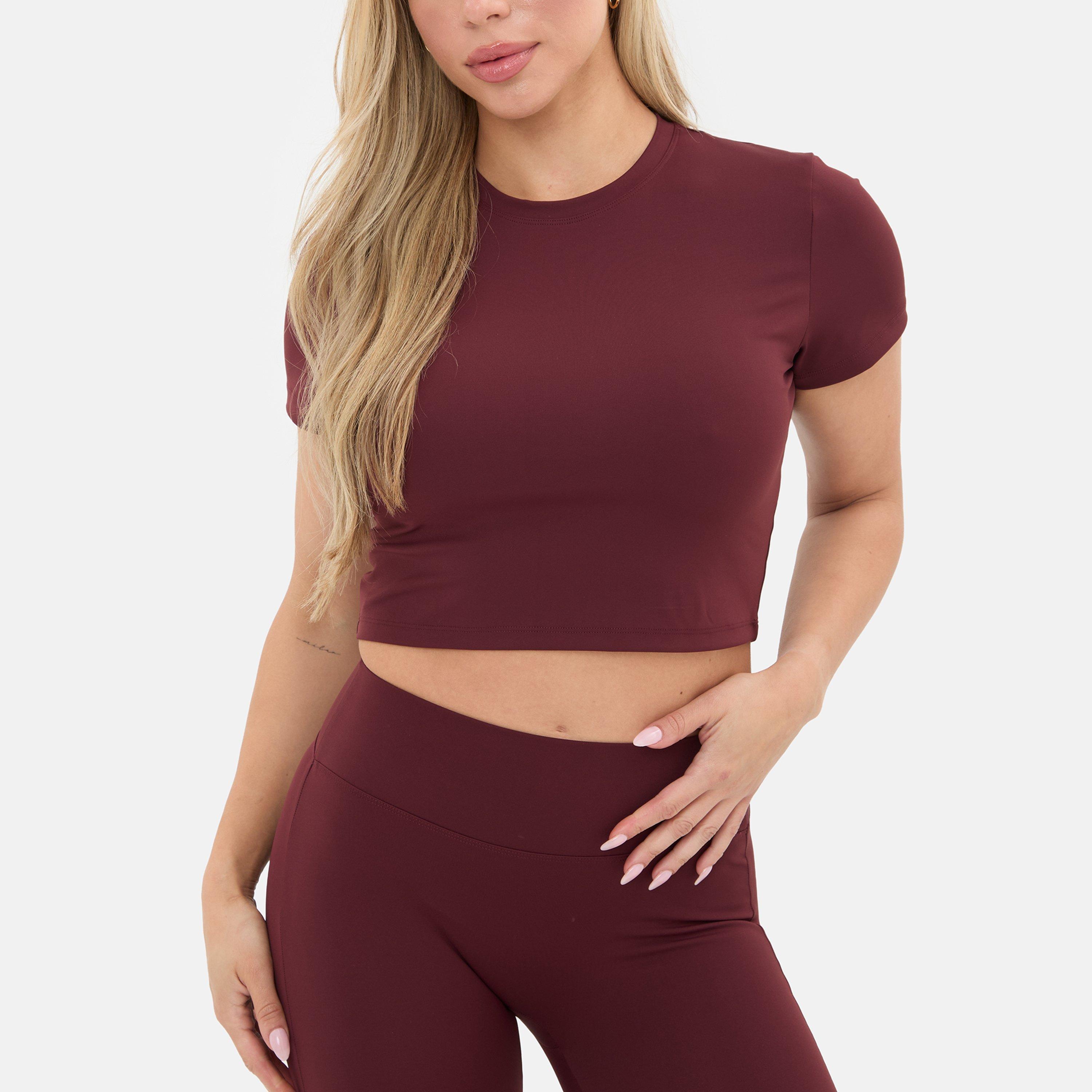 Burgundy - I Saw It First - Short Sleeve Crop Top - 1