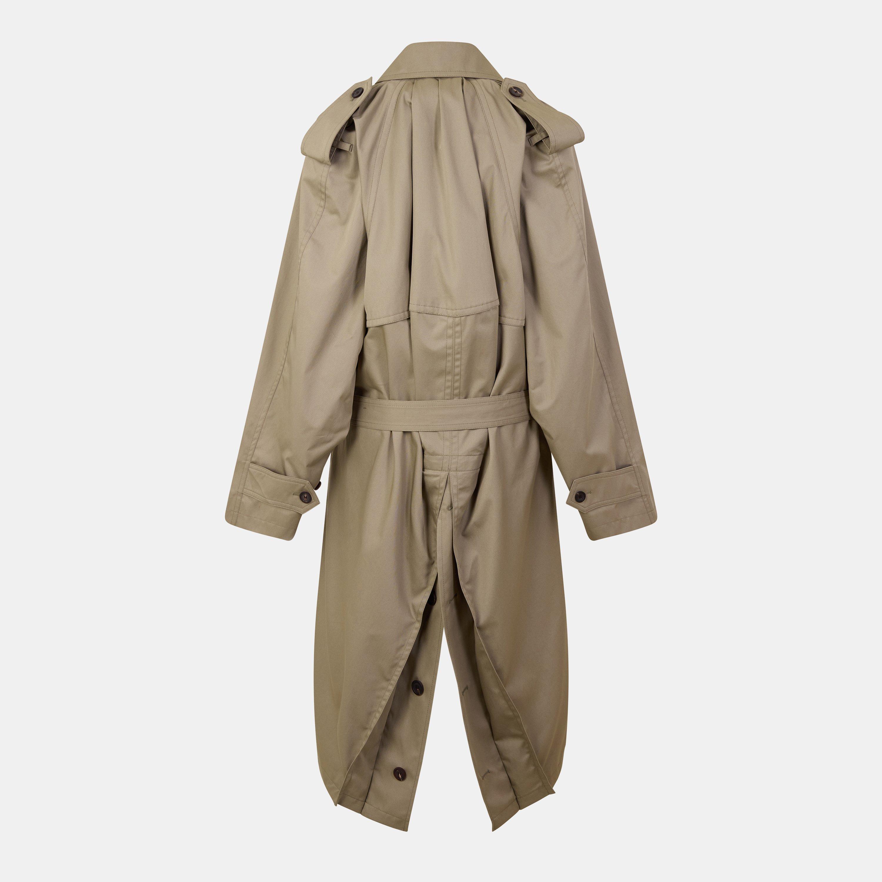 Explorer Beige - Balenciaga - Women's Draped Neck Trench Coat - 2