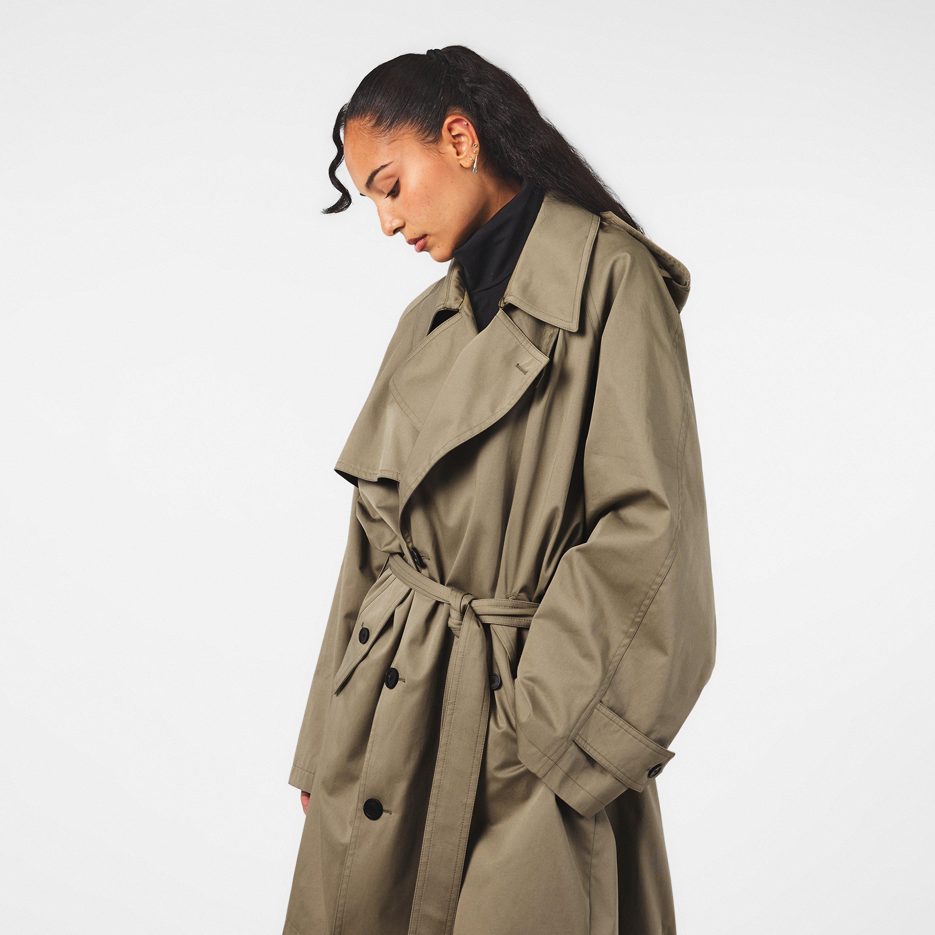 Explorer Beige - Balenciaga - Women's Draped Neck Trench Coat - 3