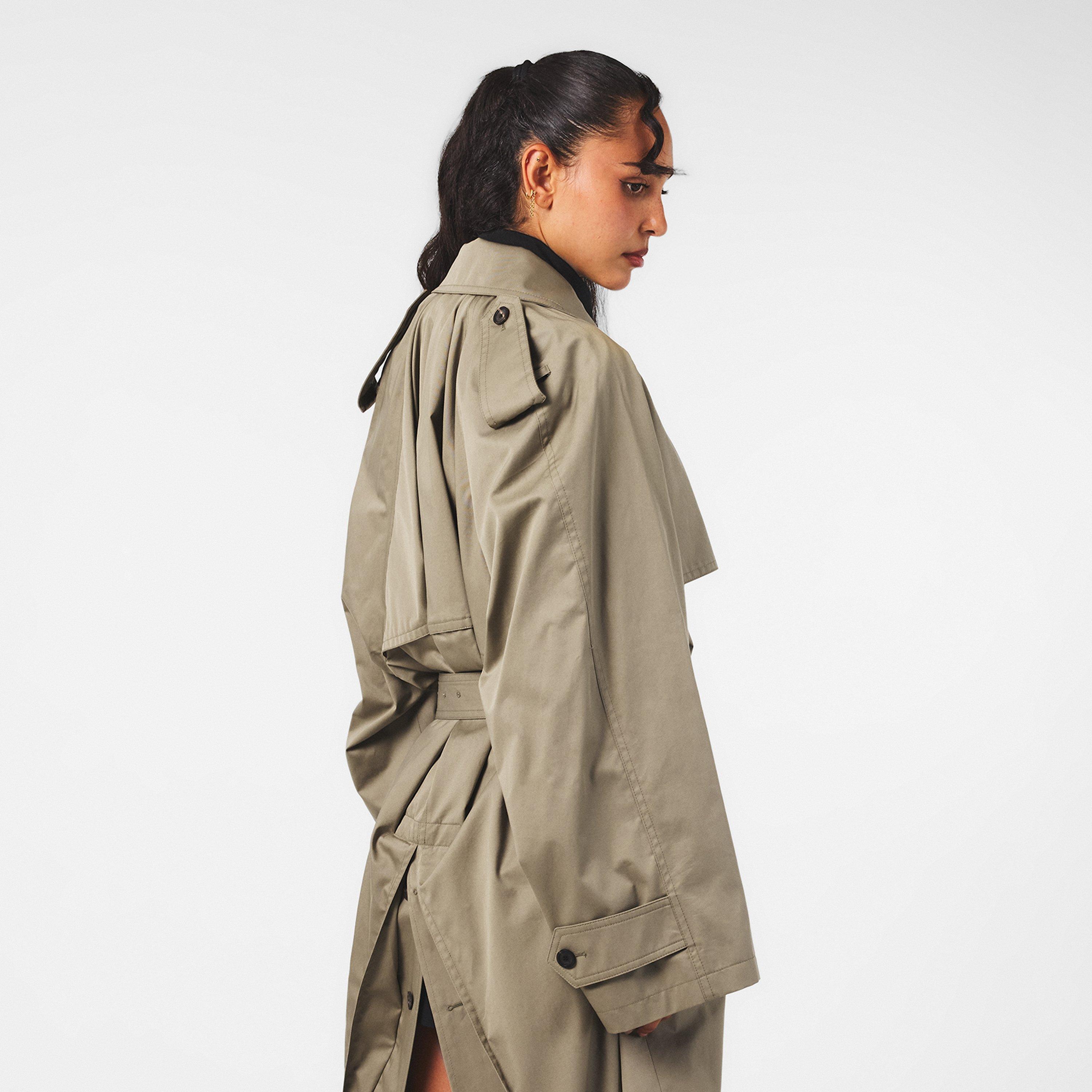 Explorer Beige - Balenciaga - Women's Draped Neck Trench Coat - 4