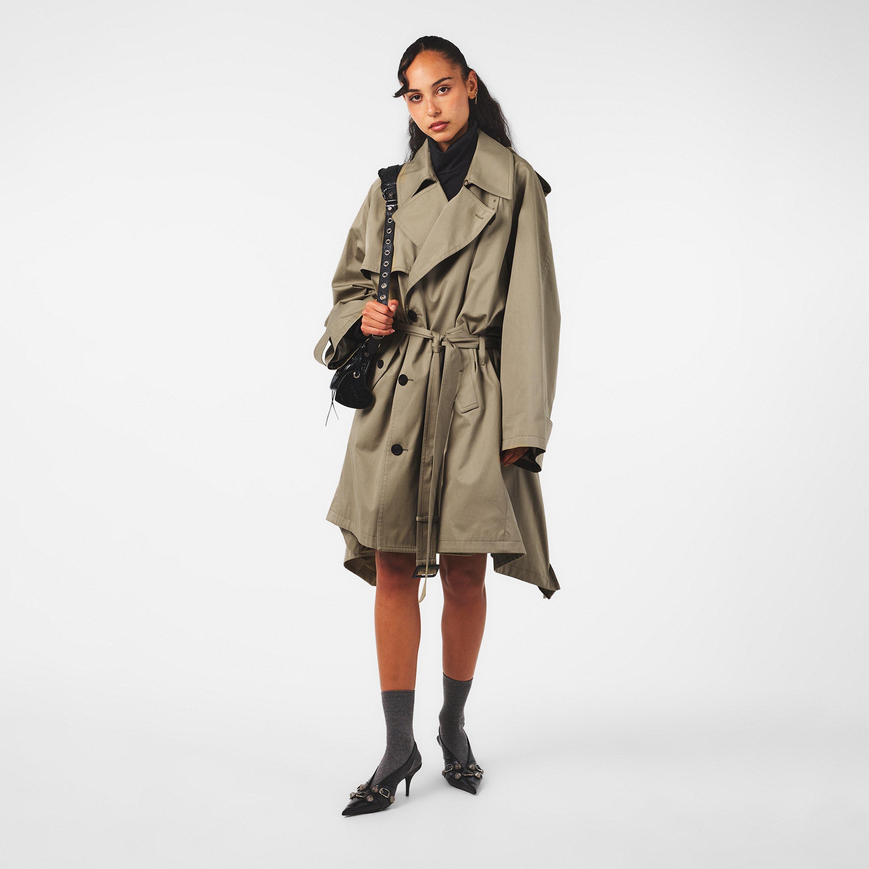 Explorer Beige - Balenciaga - Women's Draped Neck Trench Coat - 6