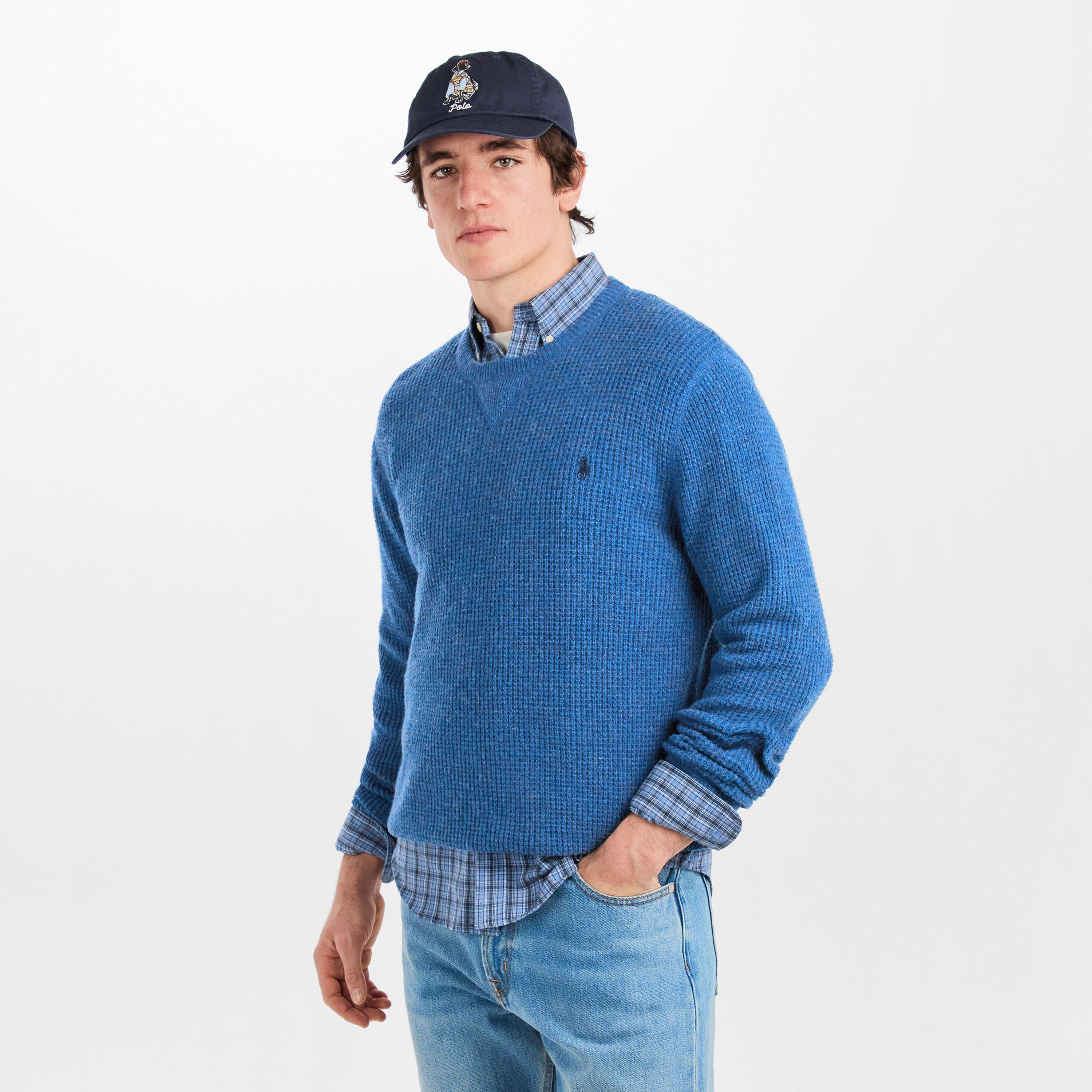Sea Salt Blue - Polo Ralph Lauren - Men's Cotton Wool Crew Neck Jumper - 3