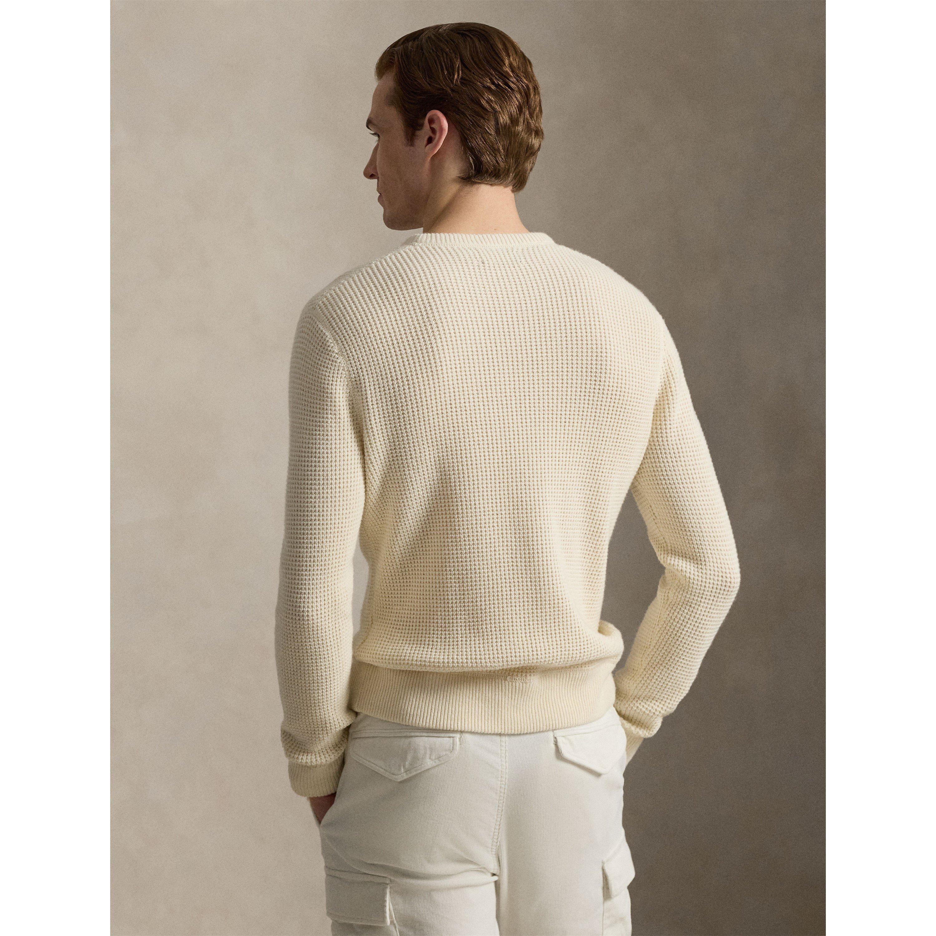 Andover Cream - Polo Ralph Lauren - Men's Cotton Wool Crew Neck Jumper - 3