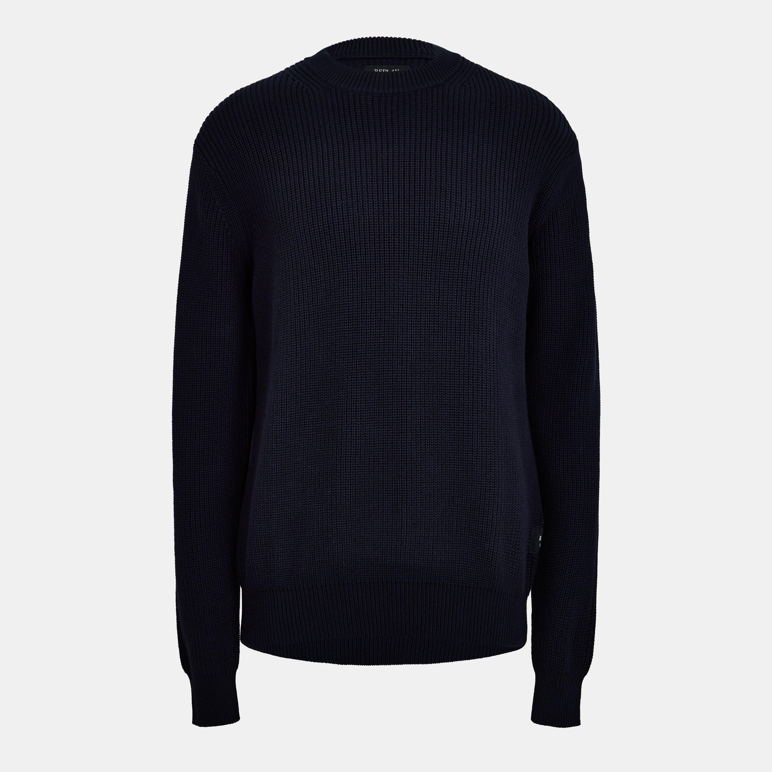 Replay Men's Fisherman Cotton Crew Neck Jumper - Navy - L