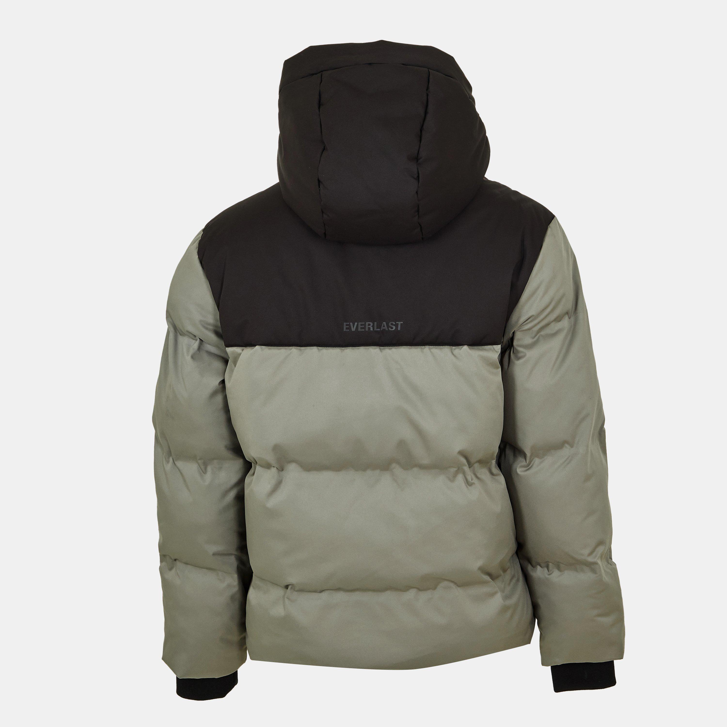 Khaki/Black - Everlast - Water Resistant Windproof Hooded Short Puffer Jacket - 2