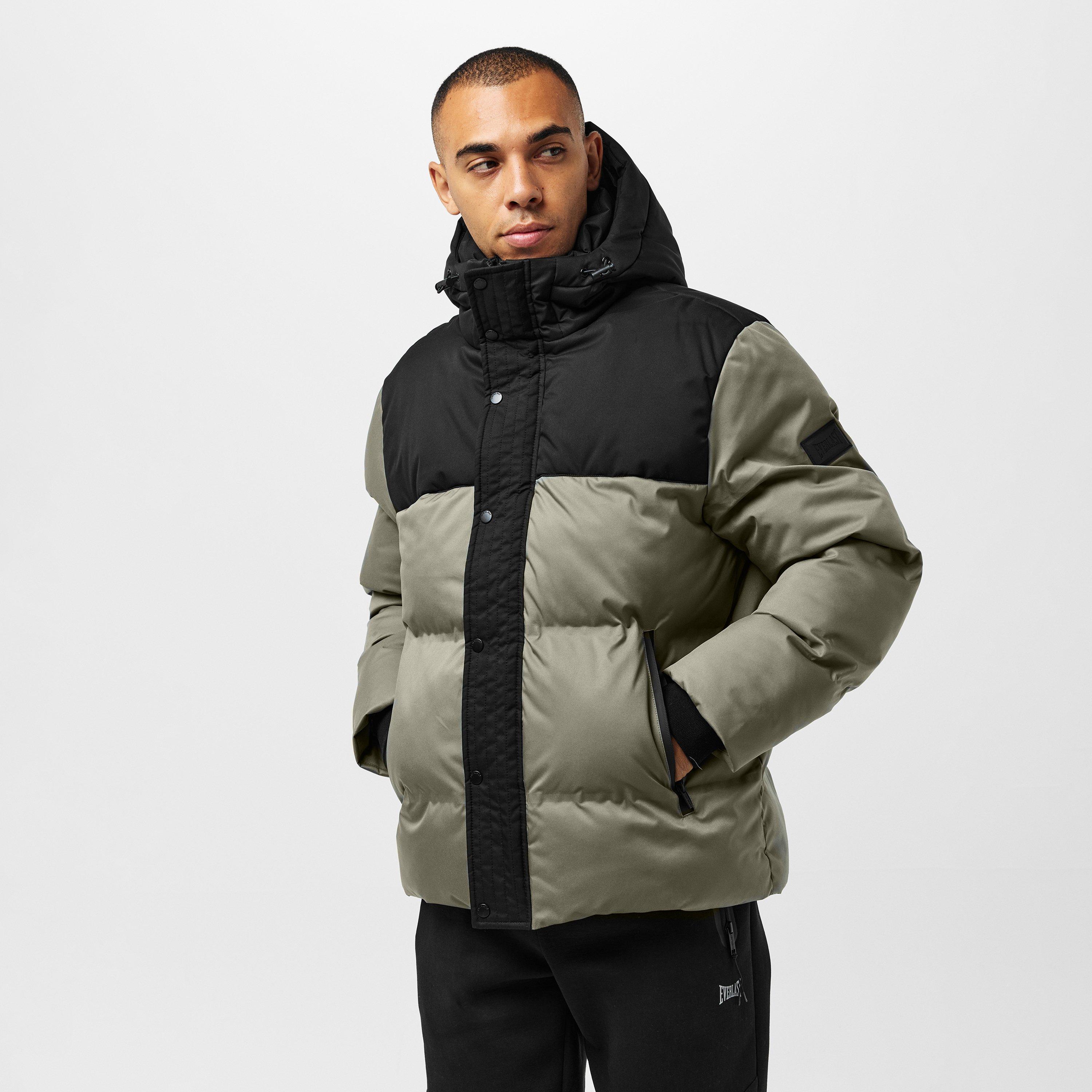 Khaki/Black - Everlast - Water Resistant Windproof Hooded Short Puffer Jacket - 3