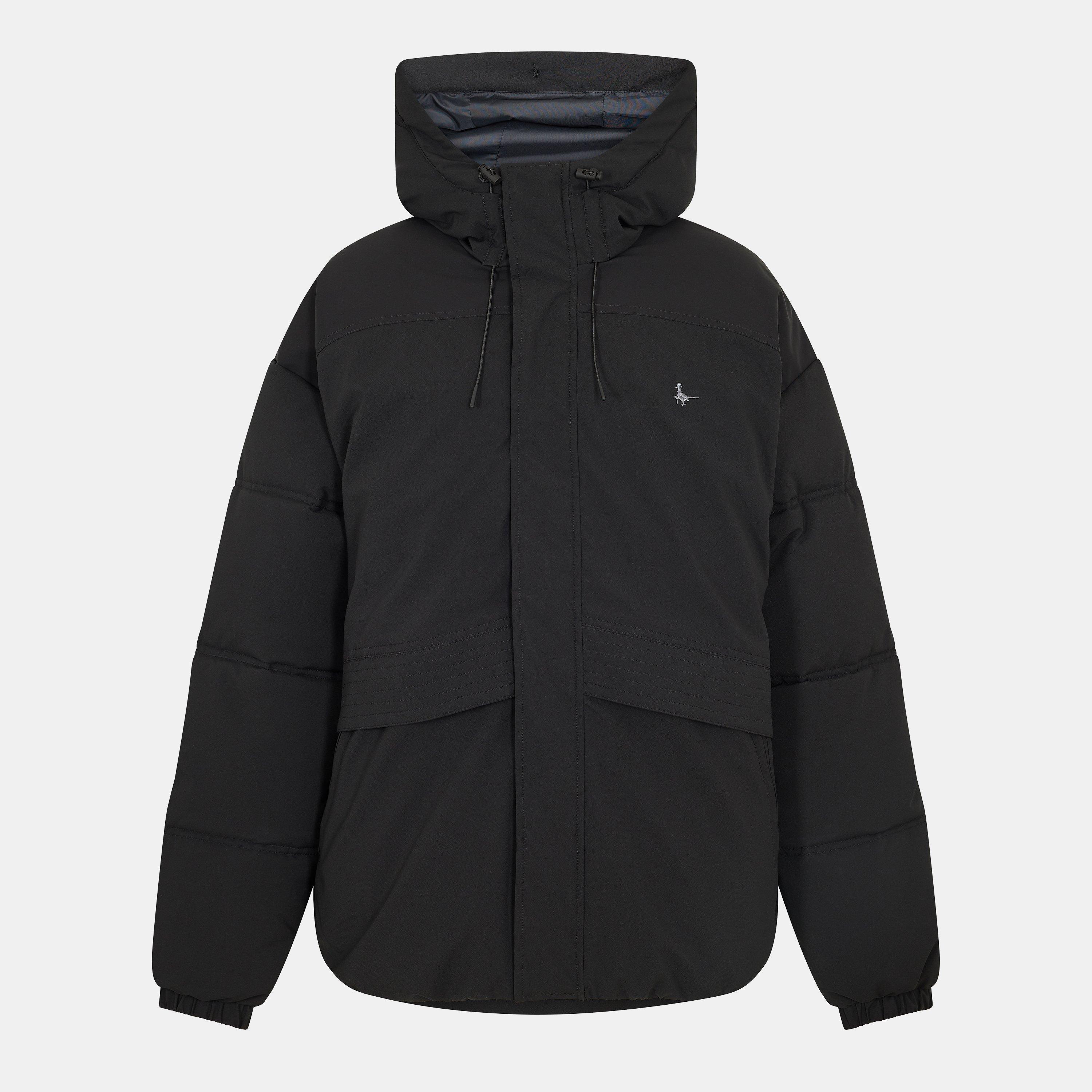 Black - Jack Wills - Men's Salcombe Adjustable Hood Short Puffer Jacket - 1