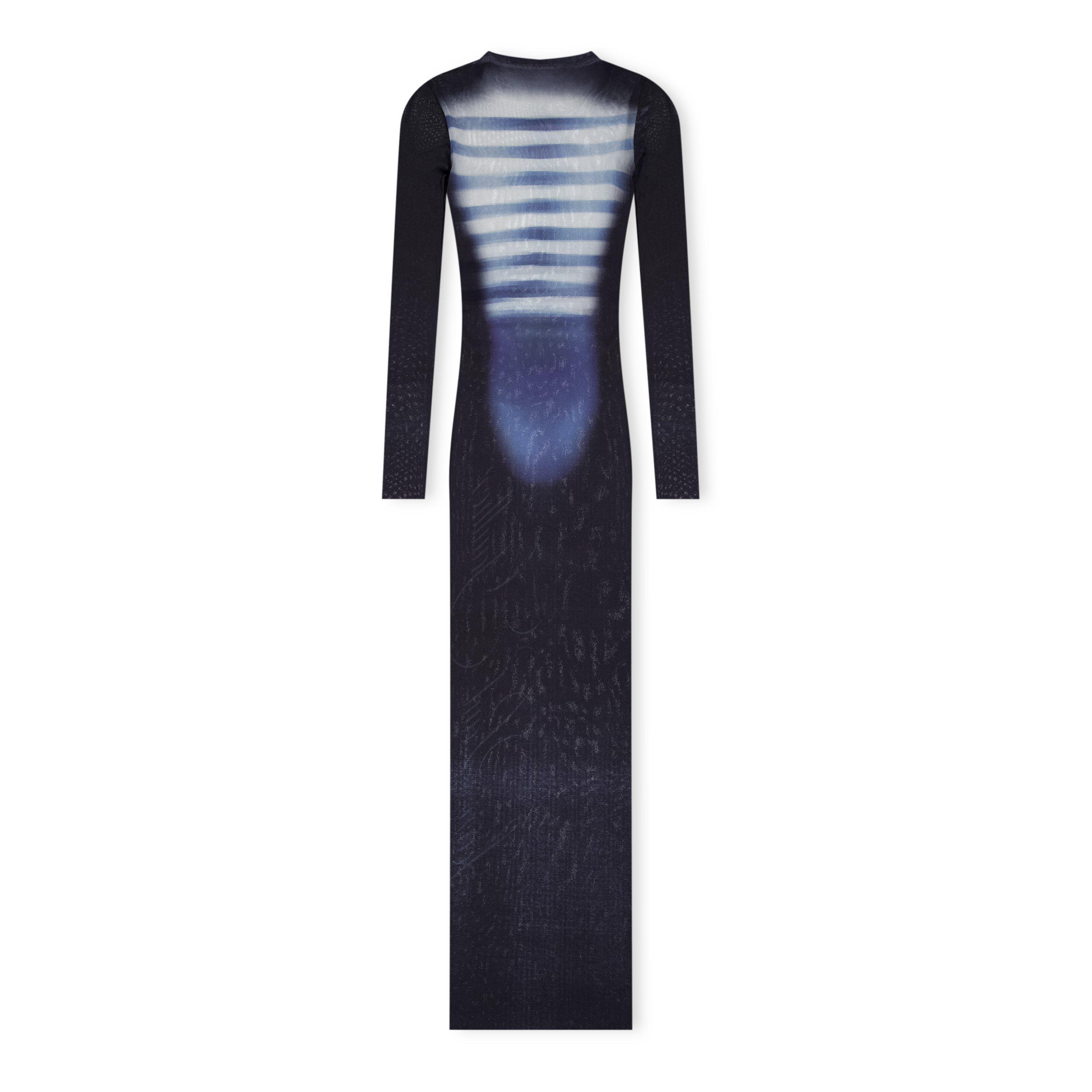 Navy - Jean Paul Gaultier - Long Sleeve Mesh Maxi Dress - 6