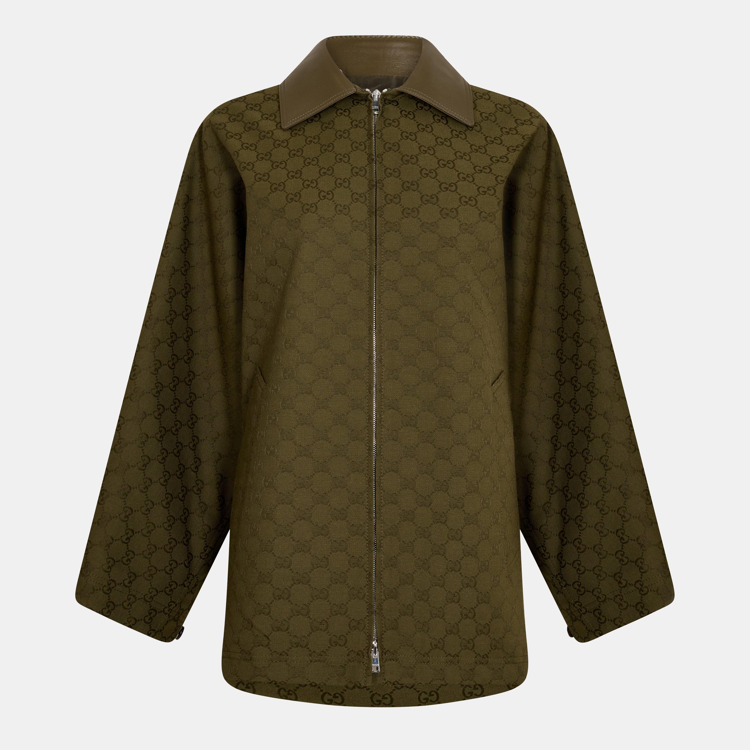 Gucci Women's Structured Athletic Tailored Fit Bomber Jacket - Army Green - Size 40 (UK 8)