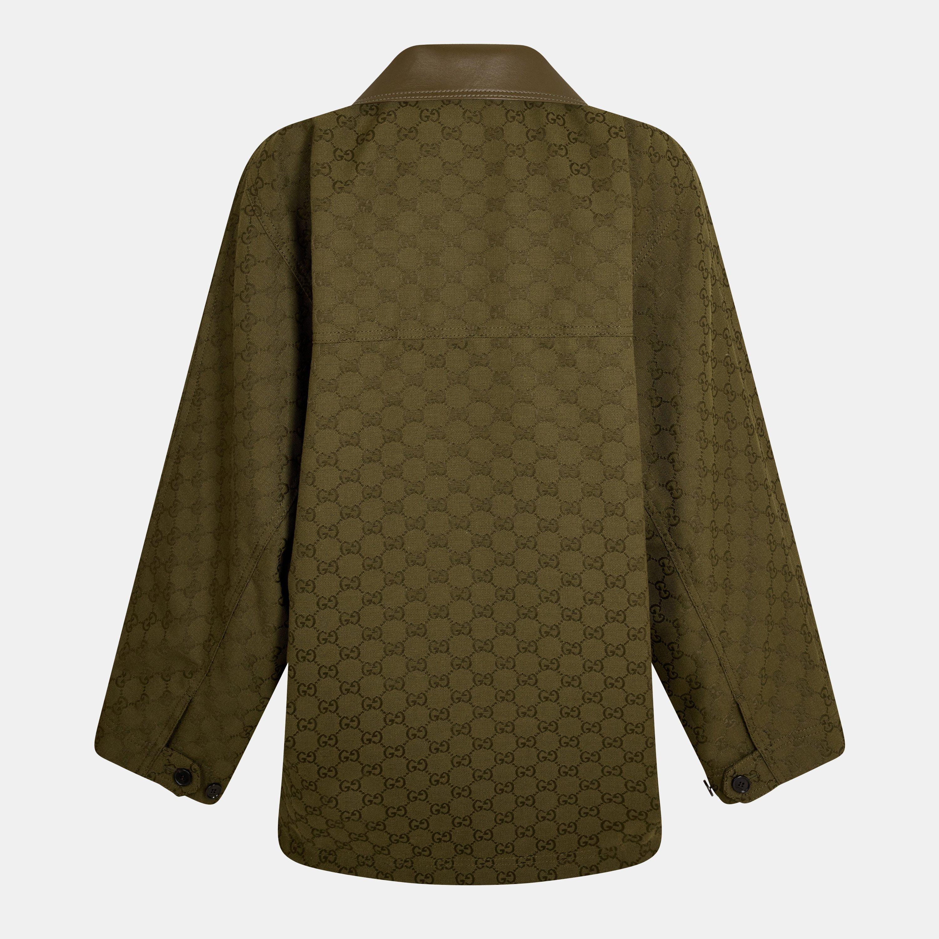 Army Green - Gucci - Women's Structured Athletic Tailored Fit Bomber Jacket - 2