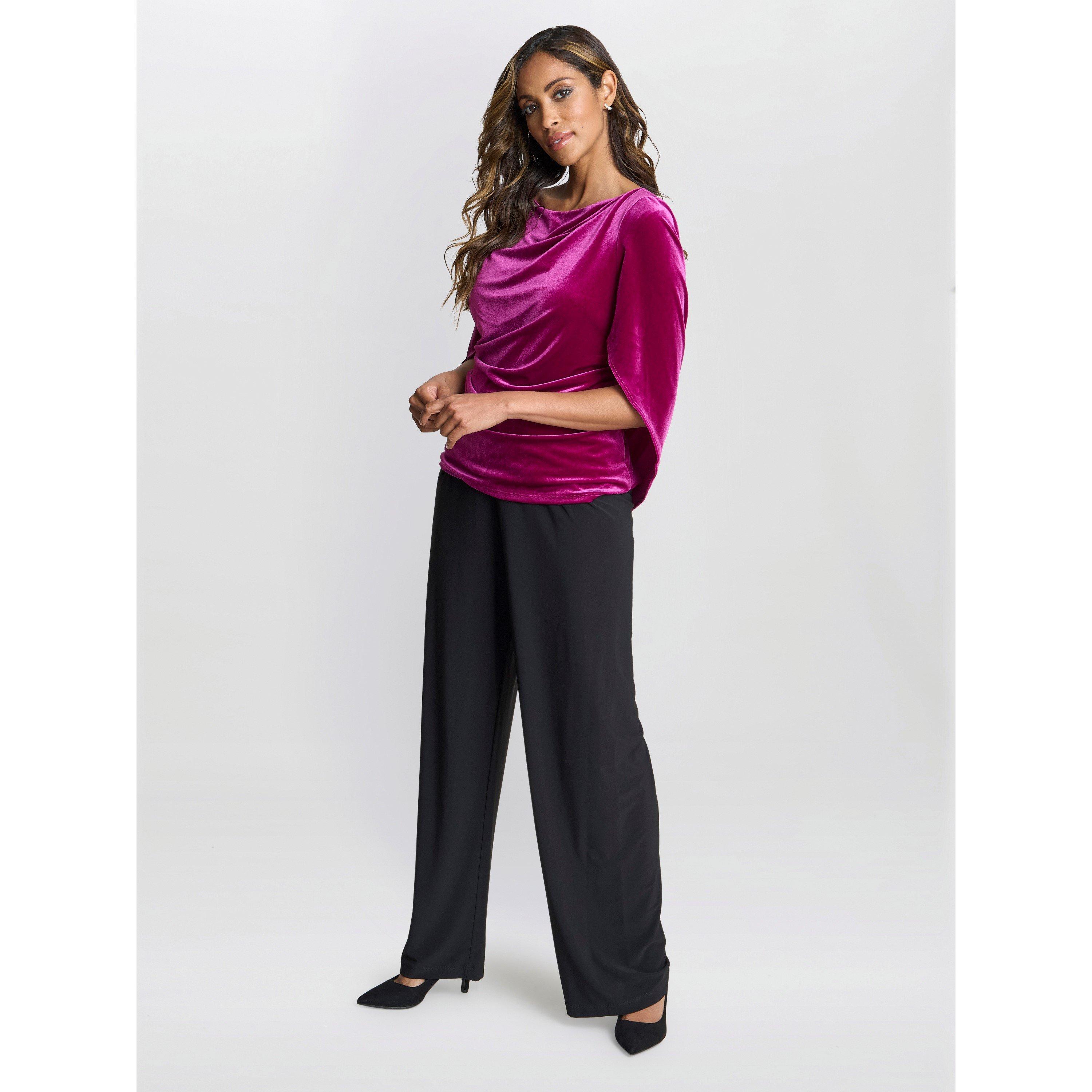 Gina Bacconi Women's Merna Draped Velvet Blouse - Fuchsia - S