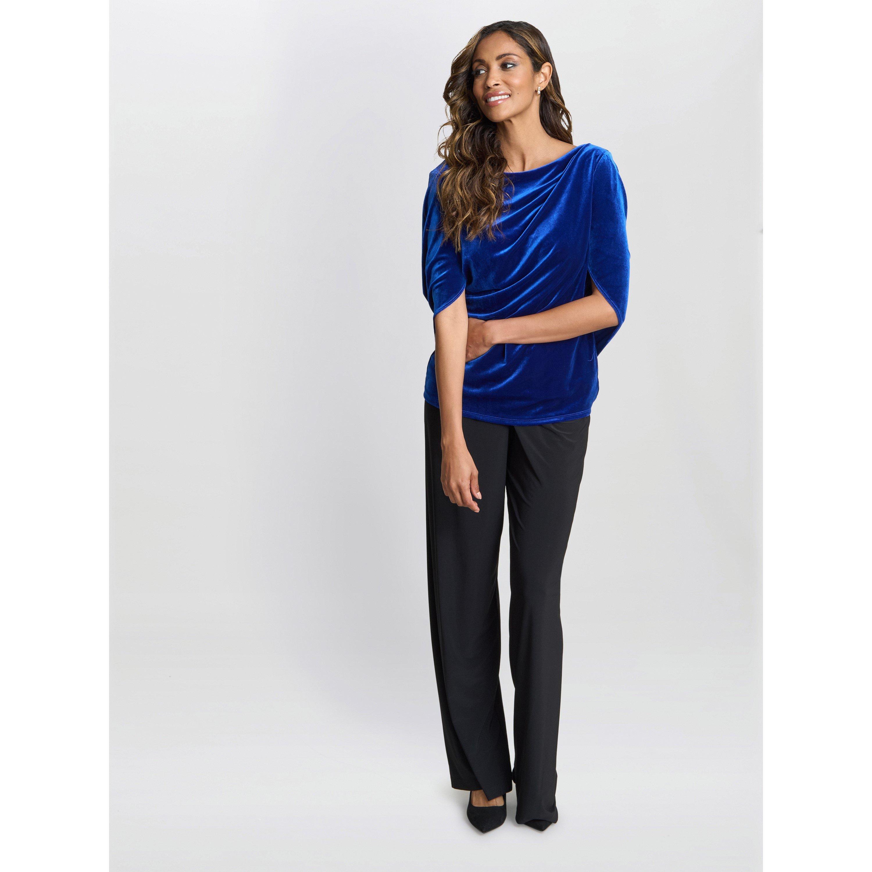 Royal - Gina Bacconi - Women's Merna Draped Velvet Blouse - 2