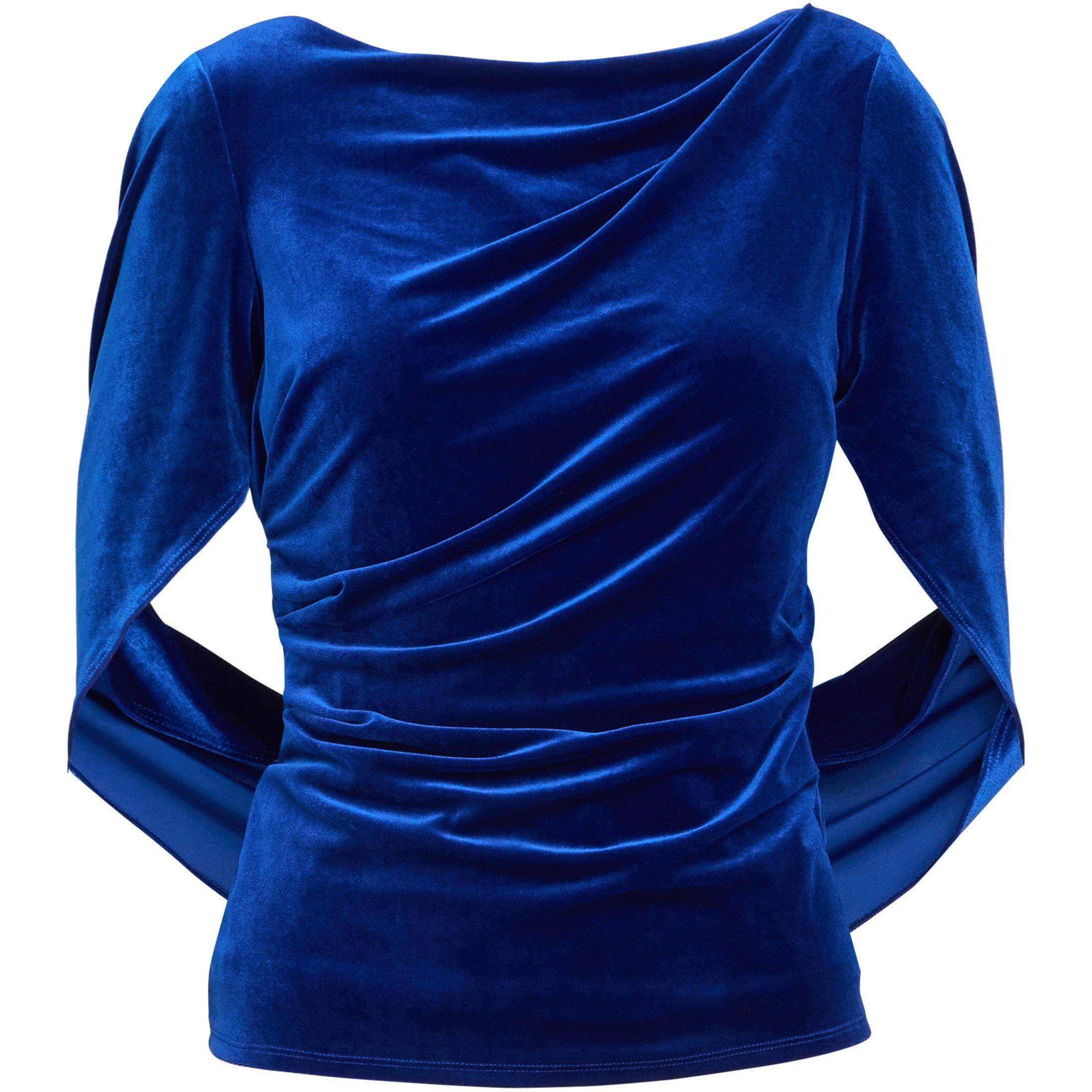 Royal - Gina Bacconi - Women's Merna Draped Velvet Blouse - 3