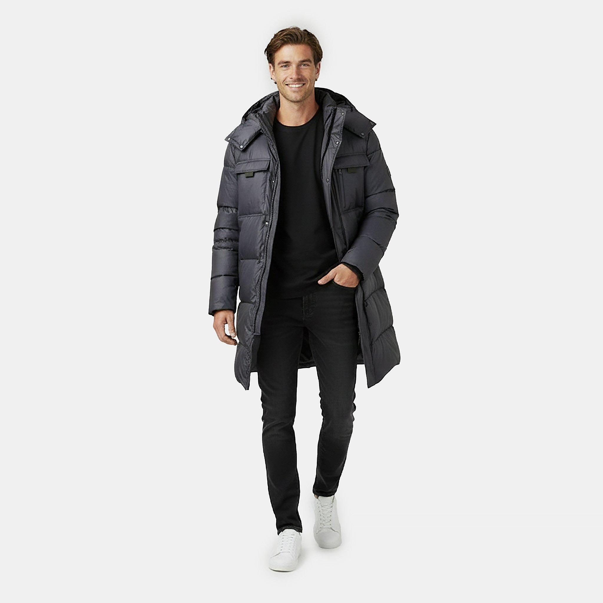 Black - Jack Wills - Men's  Hooded Long Puffer Jacket - 5