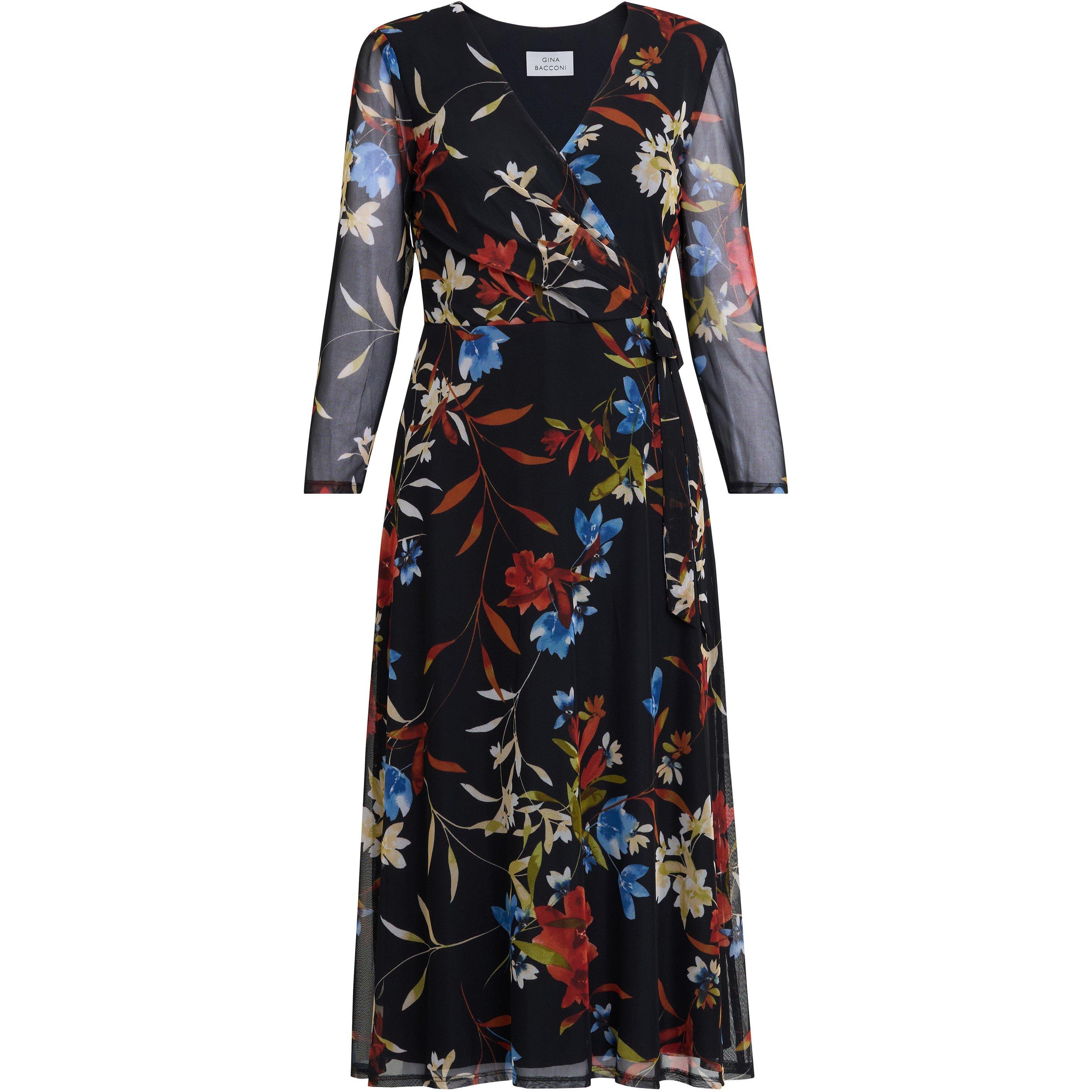Multi - Gina Bacconi - Tasmine Floarl Mesh Wrap Dress - 4