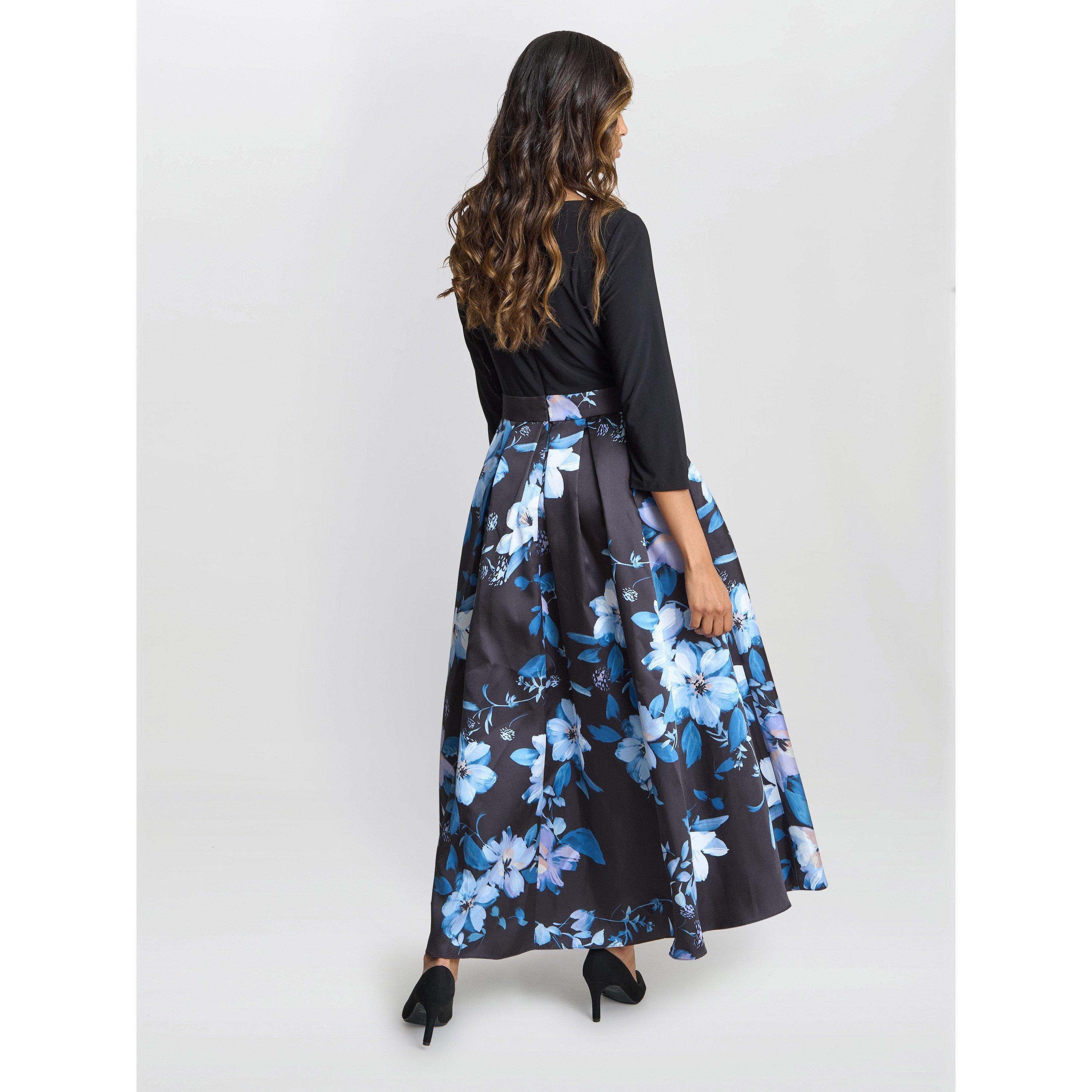 Black / Multi - Gina Bacconi - Louise Printed High/Low Midi Dress - 2