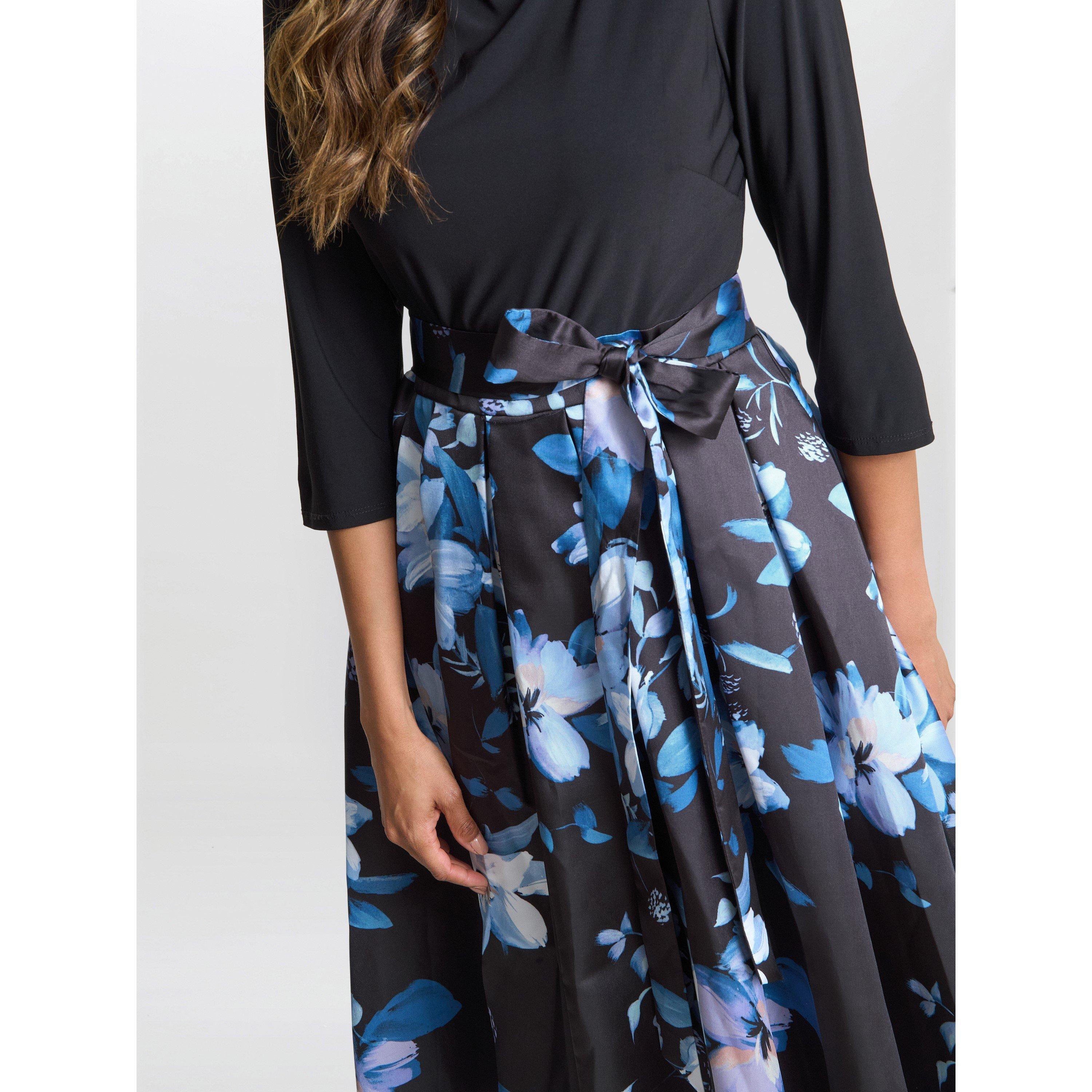 Black / Multi - Gina Bacconi - Louise Printed High/Low Midi Dress - 5