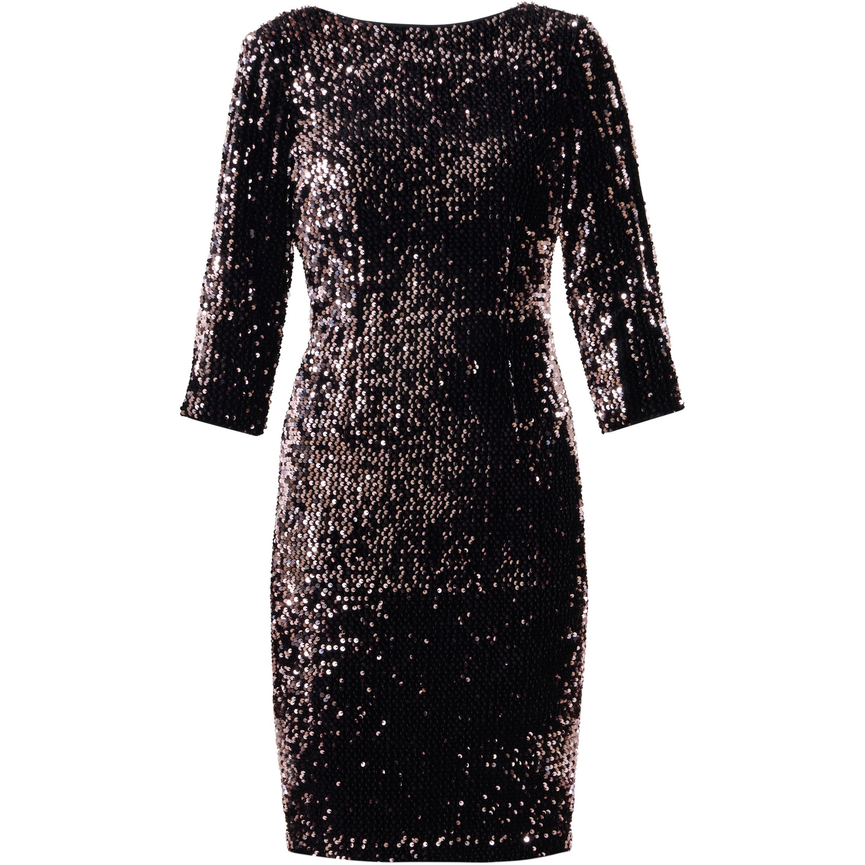 Black / Rose - Gina Bacconi - Arianne Sequin Velvet Dress - 4