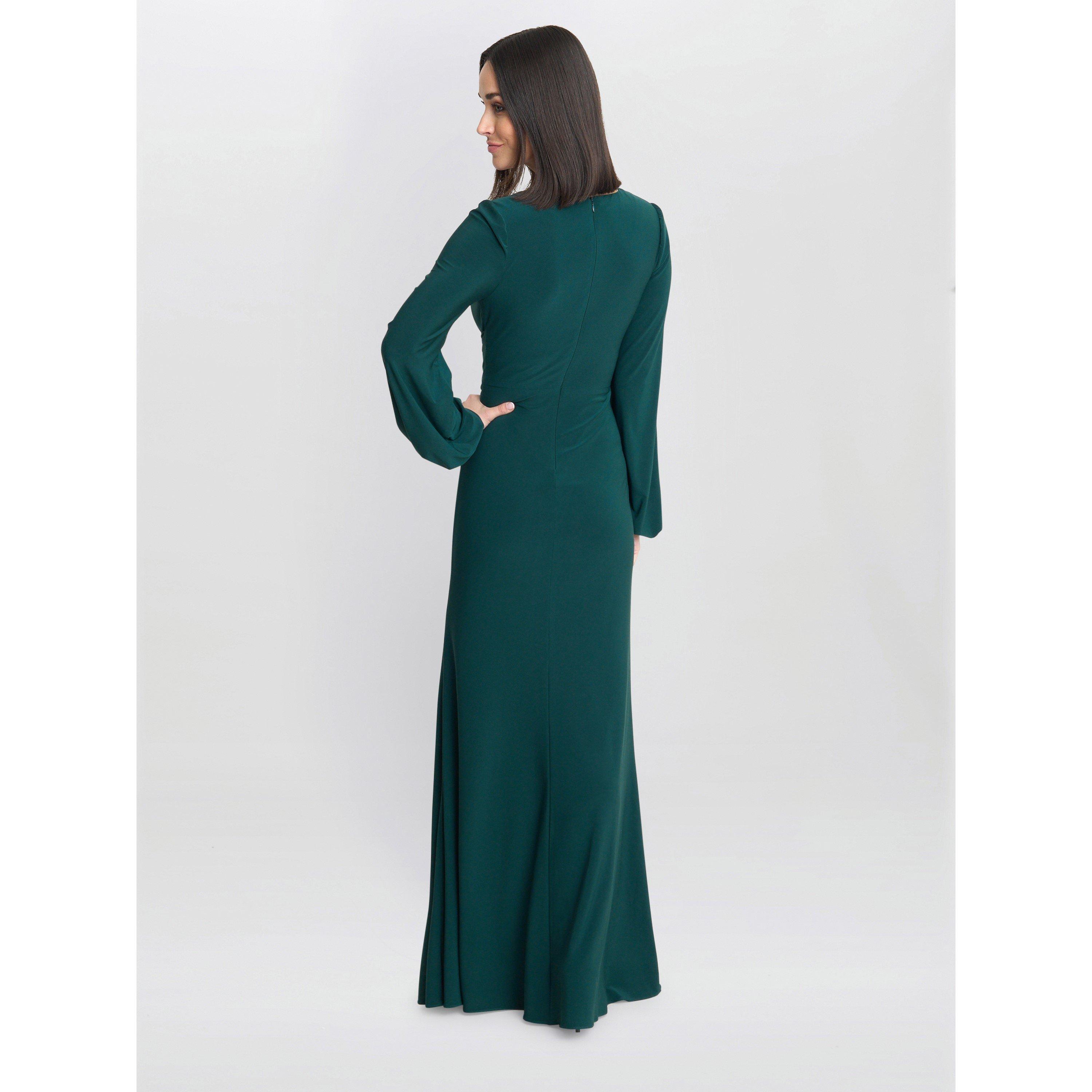 Green - Gina Bacconi - Petra Jersey Knot Front Maxi Dress - 2
