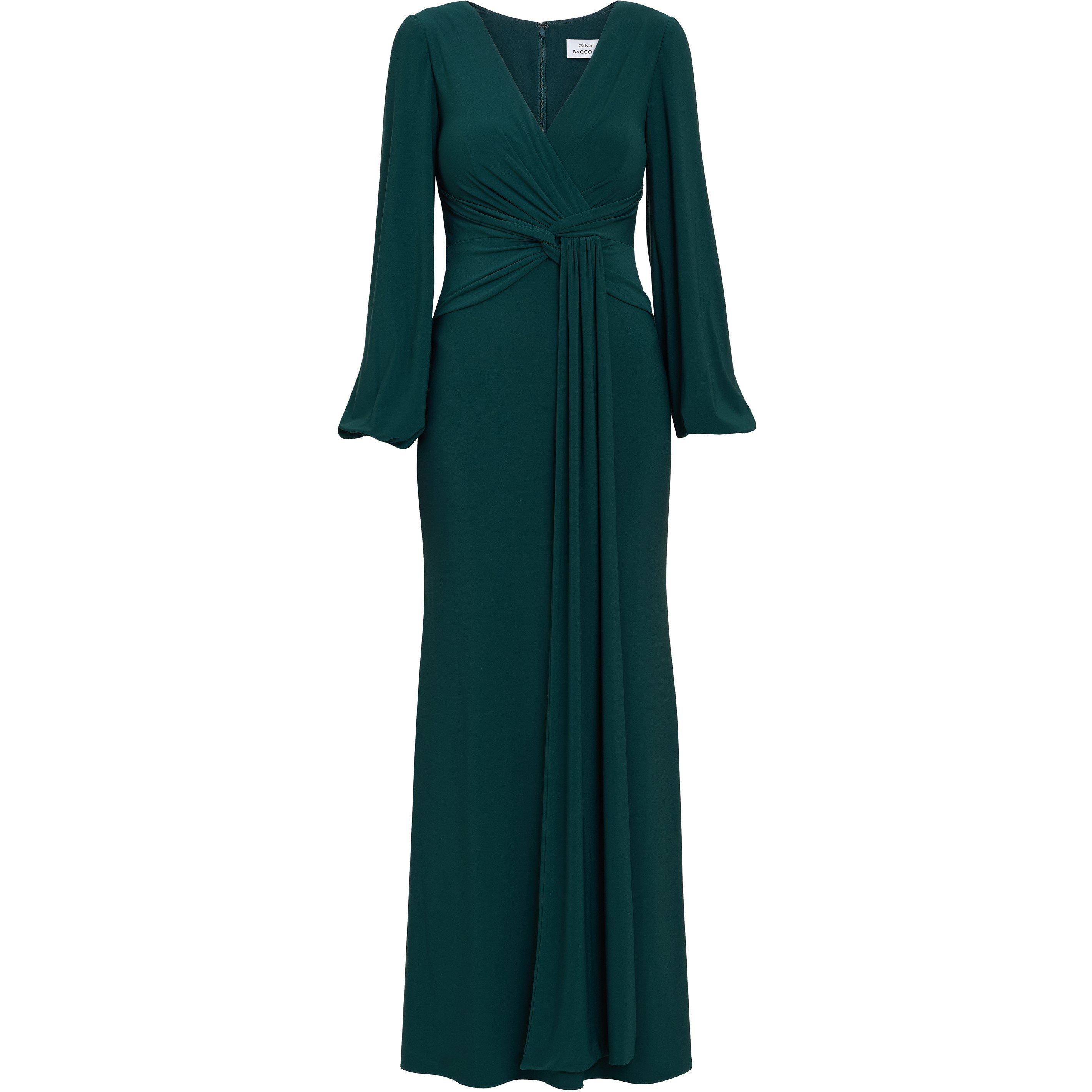 Green - Gina Bacconi - Petra Jersey Knot Front Maxi Dress - 4
