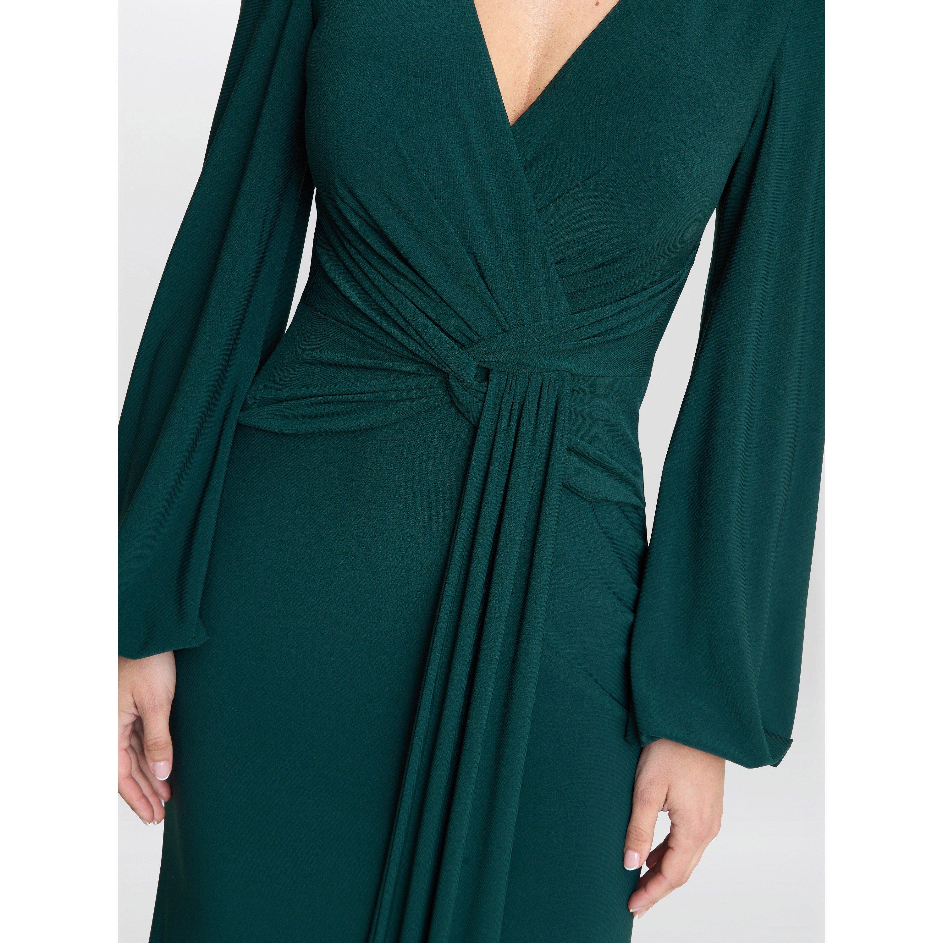 Green - Gina Bacconi - Petra Jersey Knot Front Maxi Dress - 5