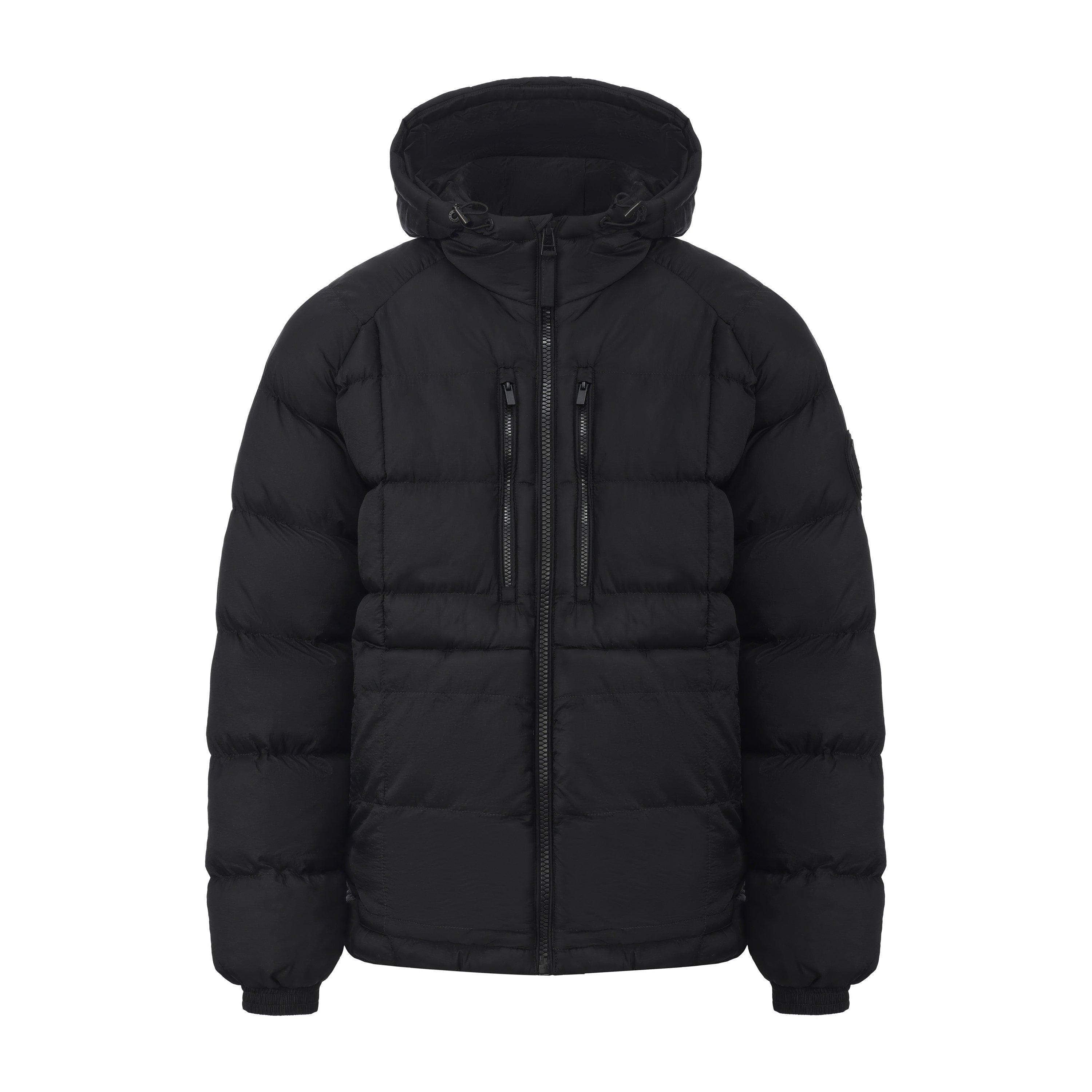 Black - Pretty Green - Mens  Baffle Hooded Long Sleeve Short Puffer Jacket - 1
