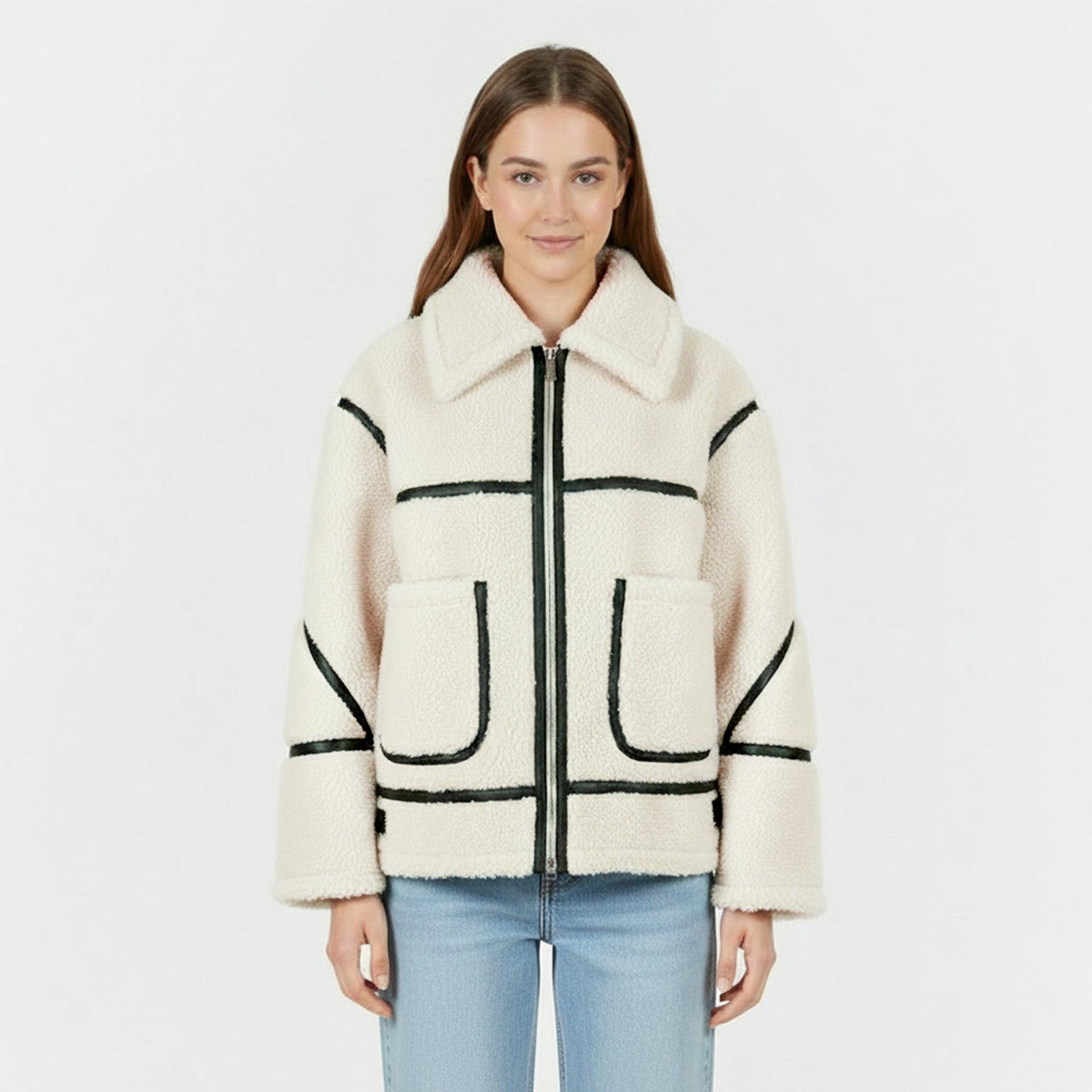 Cream - Jack Wills - Women's Sherling Long Sleeve Short Puffer Jacket - 3