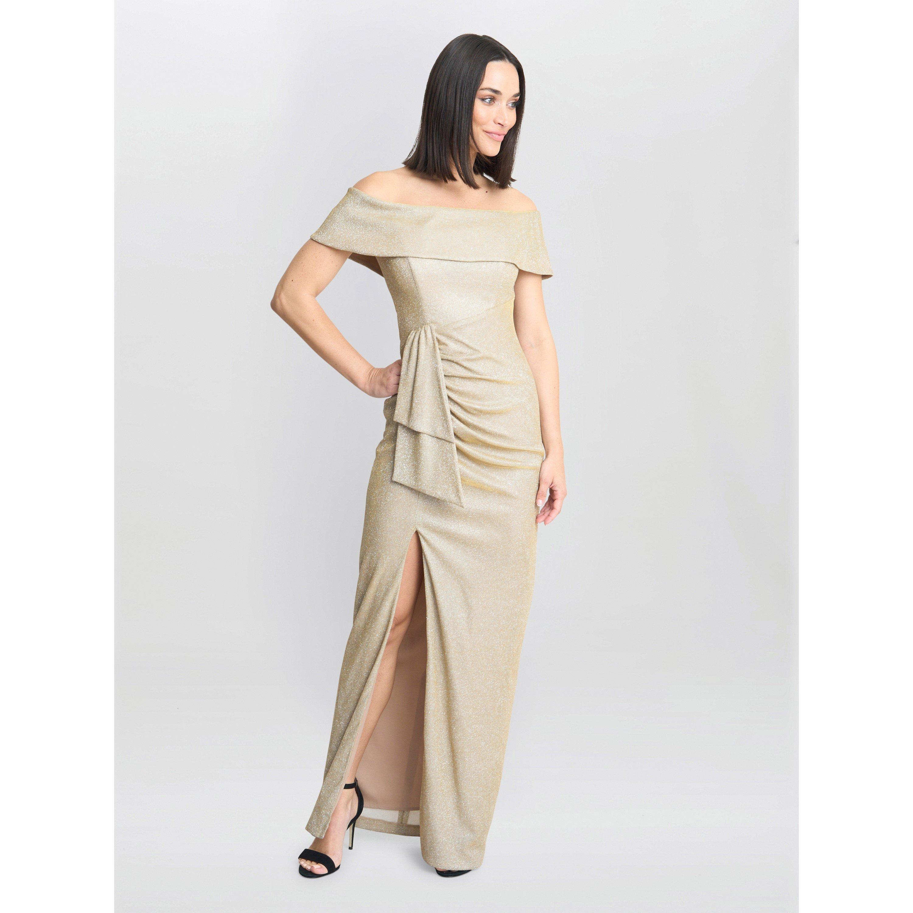 Gold / Silver - Gina Bacconi - Women's Trudy Bardot Wrap Dress - 1
