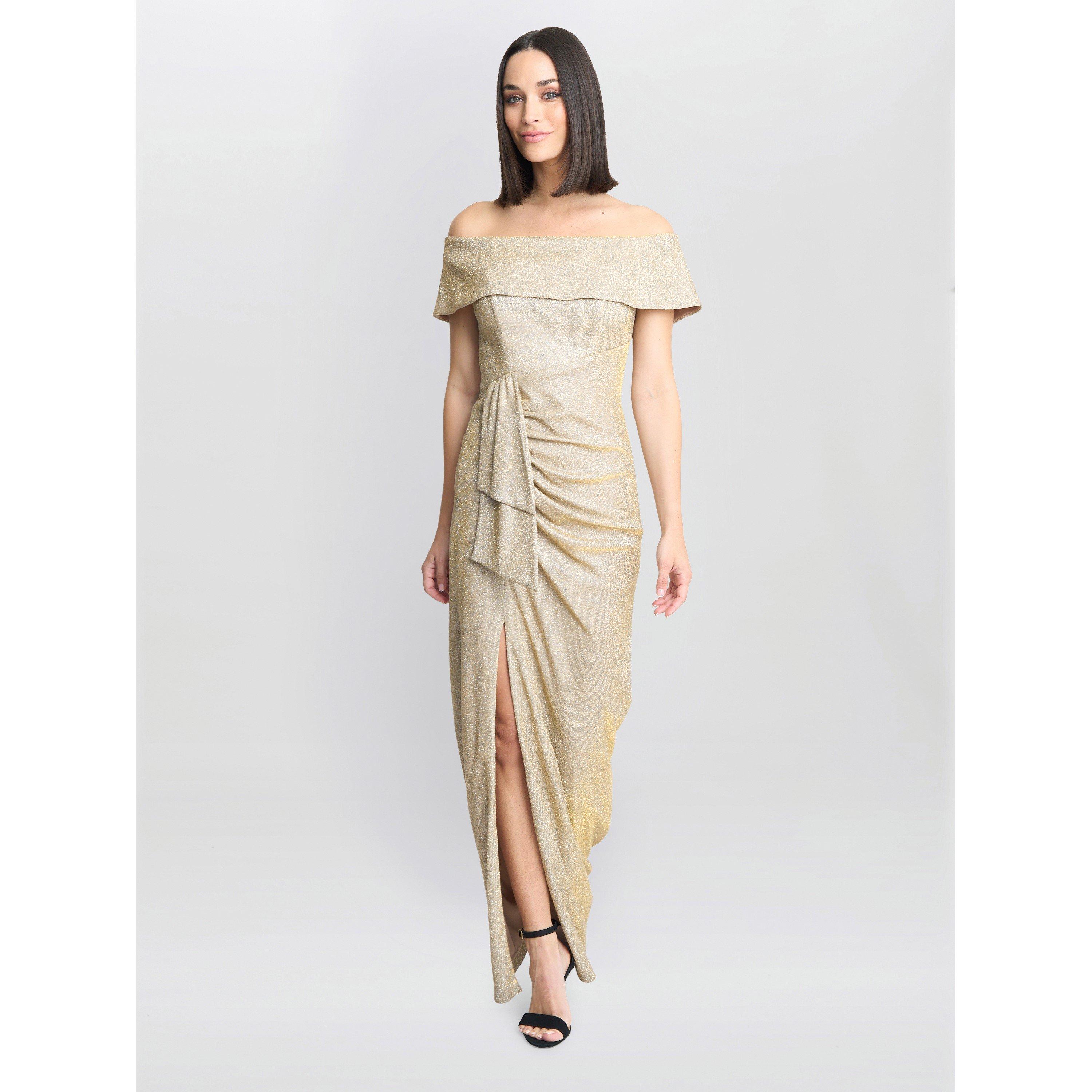 Gold / Silver - Gina Bacconi - Women's Trudy Bardot Wrap Dress - 3
