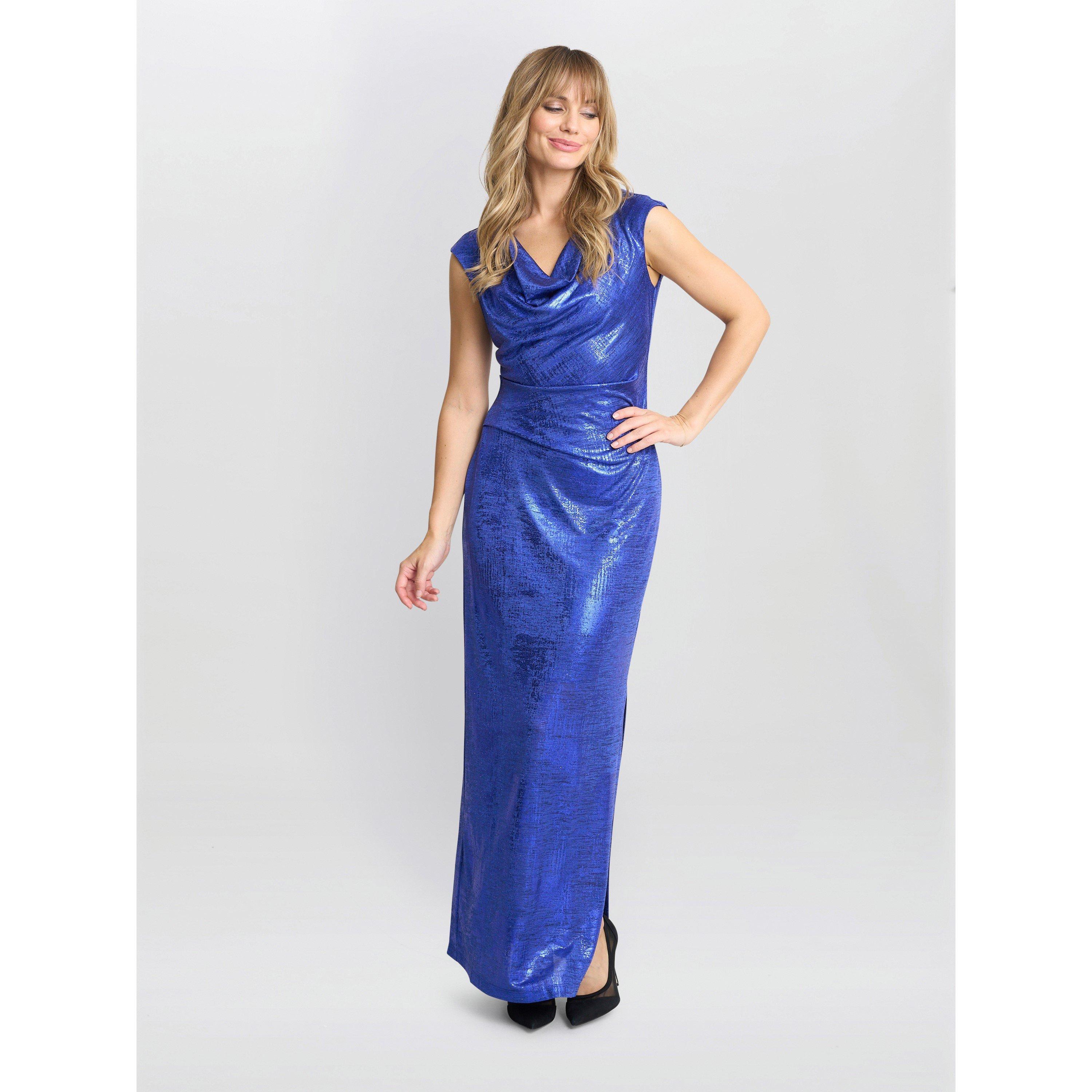 Cobalt - Gina Bacconi - Justina Foil Print Cowl Neck Maxi Dress - 3