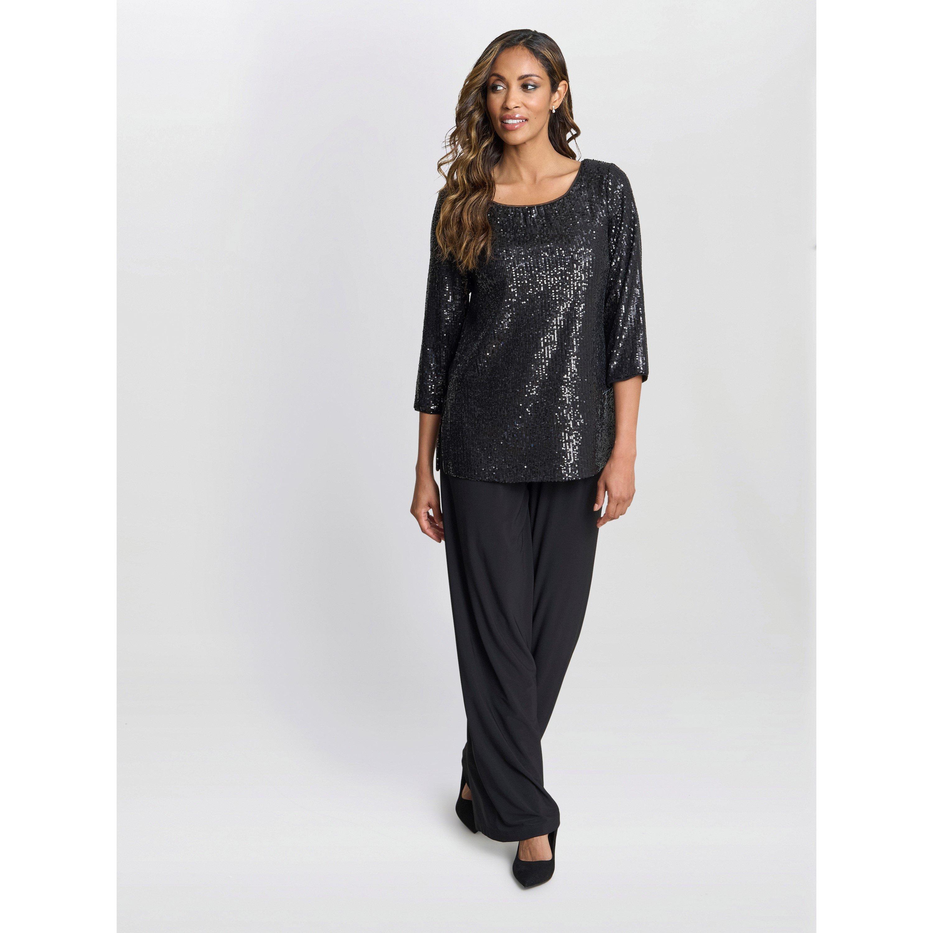 Gina Bacconi Women's Flora Sequin Tunic Blouse - Black - S