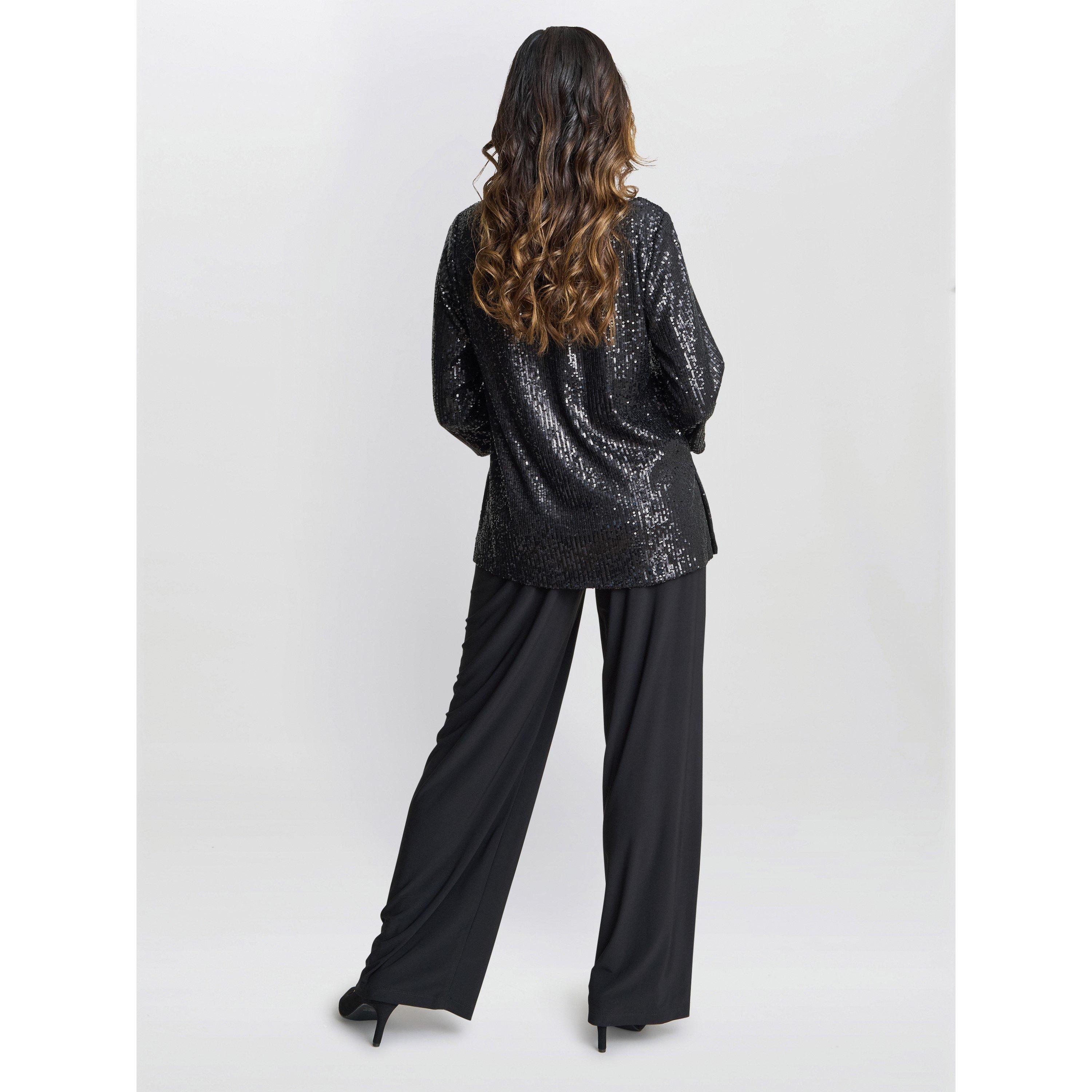 Black - Gina Bacconi - Women's Flora Sequin Tunic Blouse - 2