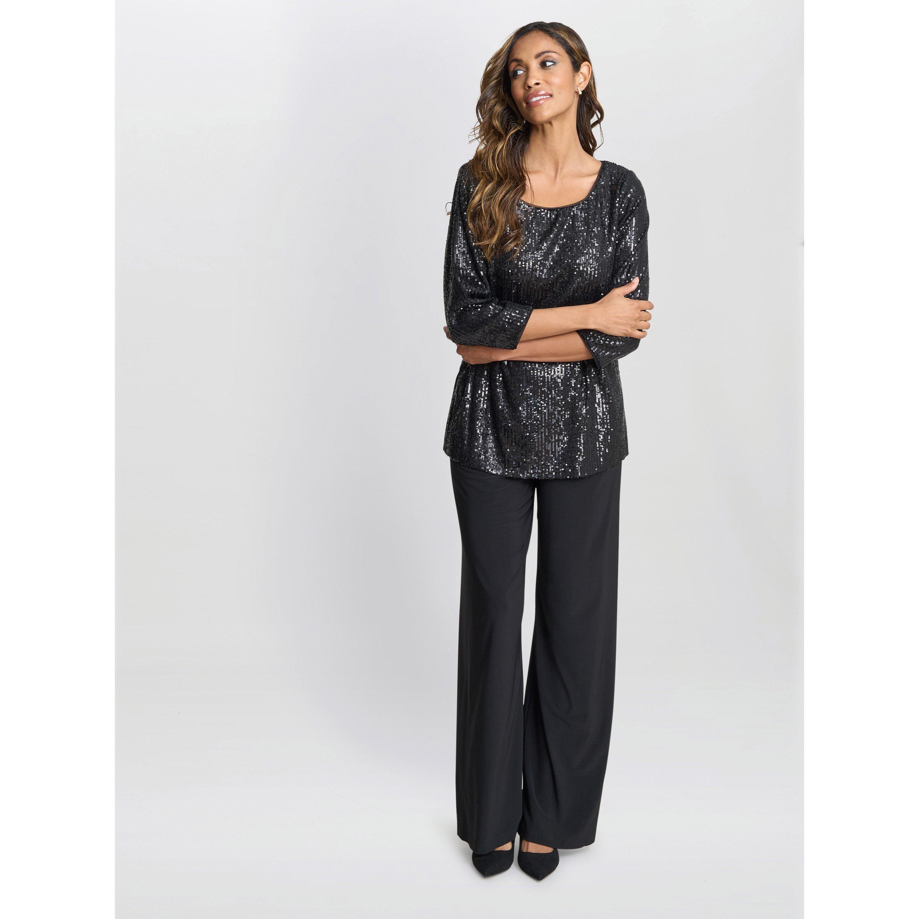 Black - Gina Bacconi - Women's Flora Sequin Tunic Blouse - 3