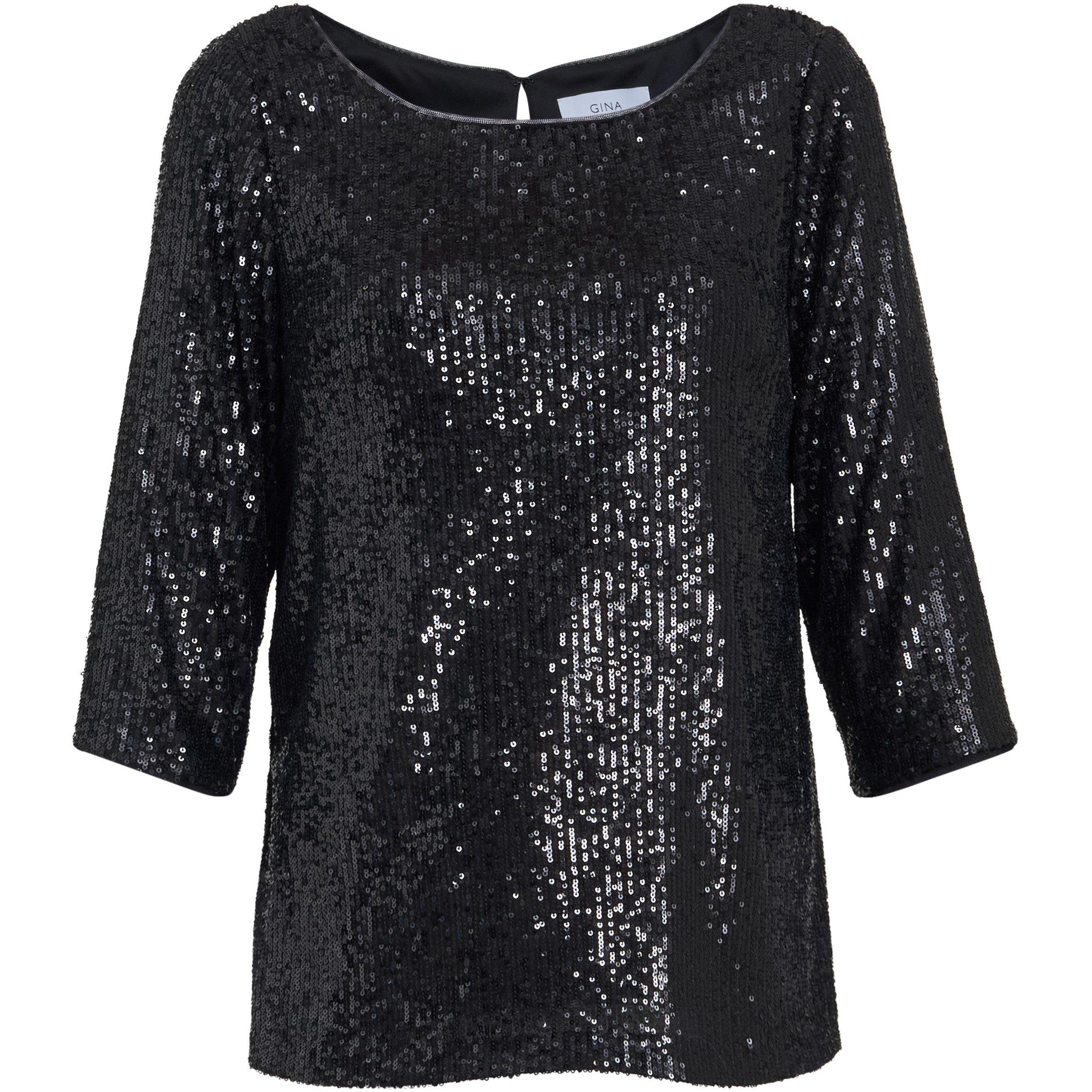 Black - Gina Bacconi - Women's Flora Sequin Tunic Blouse - 4