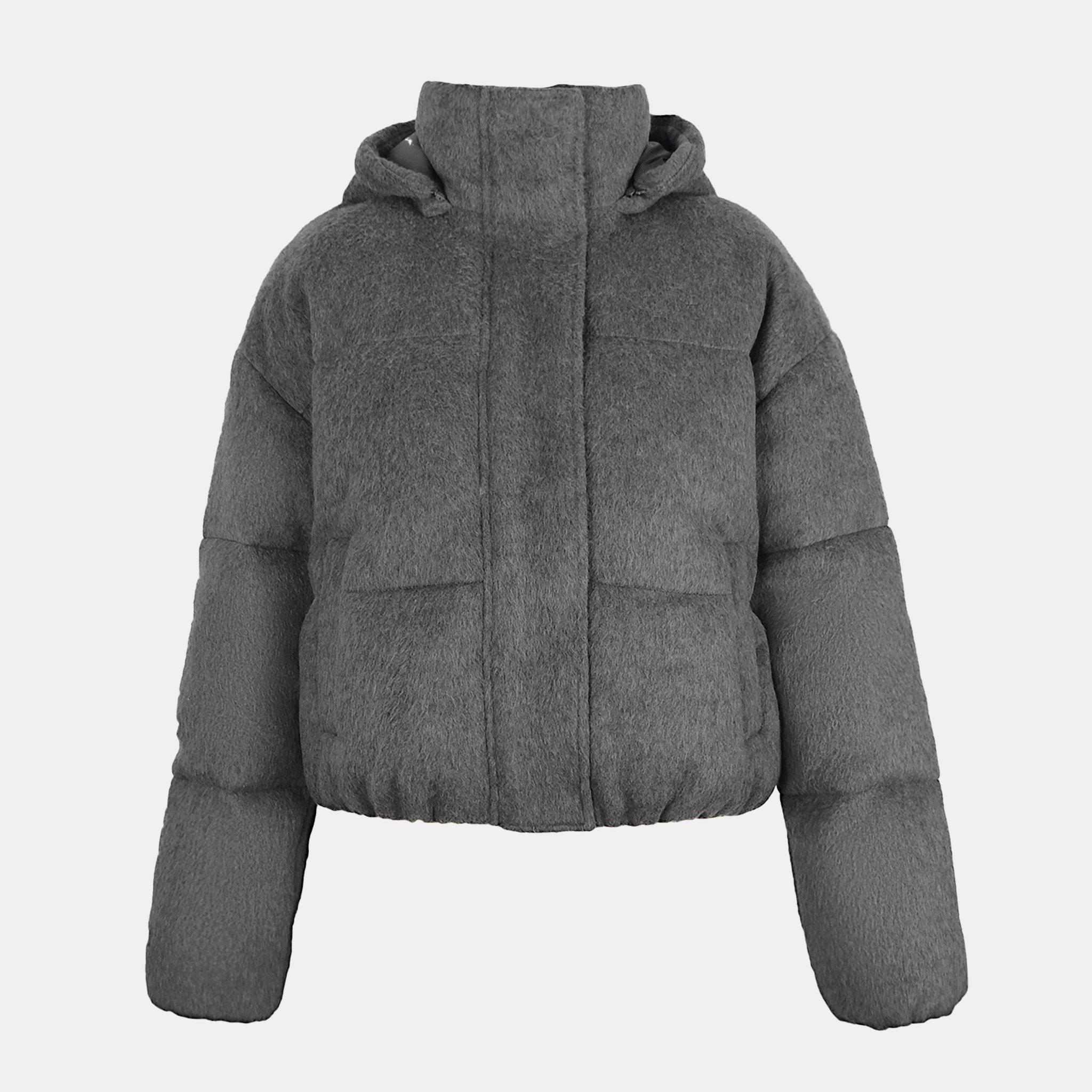 Grey - Jack Wills - Women's Wind Resistant Detachable Hood Long Sleeve Short Puffer Jacket - 1