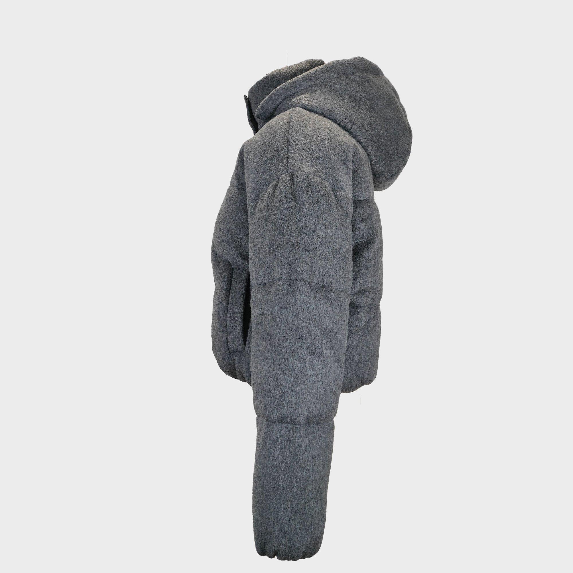 Grigio - Jack Wills - Wind Resistant Detachable Hood Long Sleeve Short Puffer Jacket - 3