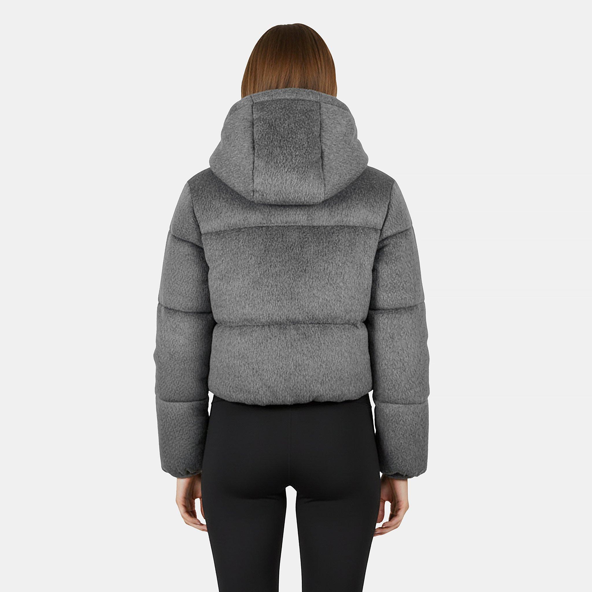 Grey - Jack Wills - Women's Wind Resistant Detachable Hood Long Sleeve Short Puffer Jacket - 4