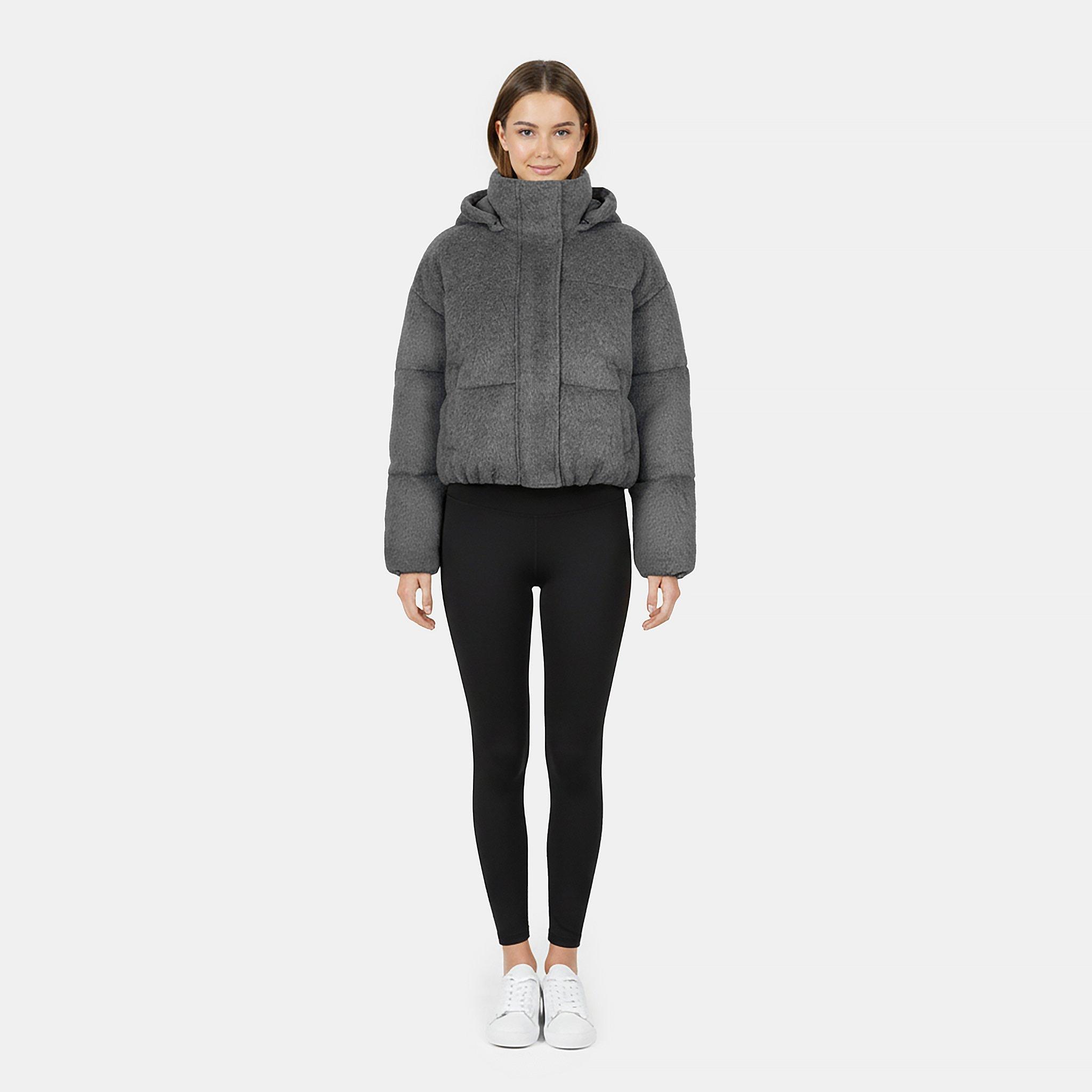 Grey - Jack Wills - Women's Wind Resistant Detachable Hood Long Sleeve Short Puffer Jacket - 5