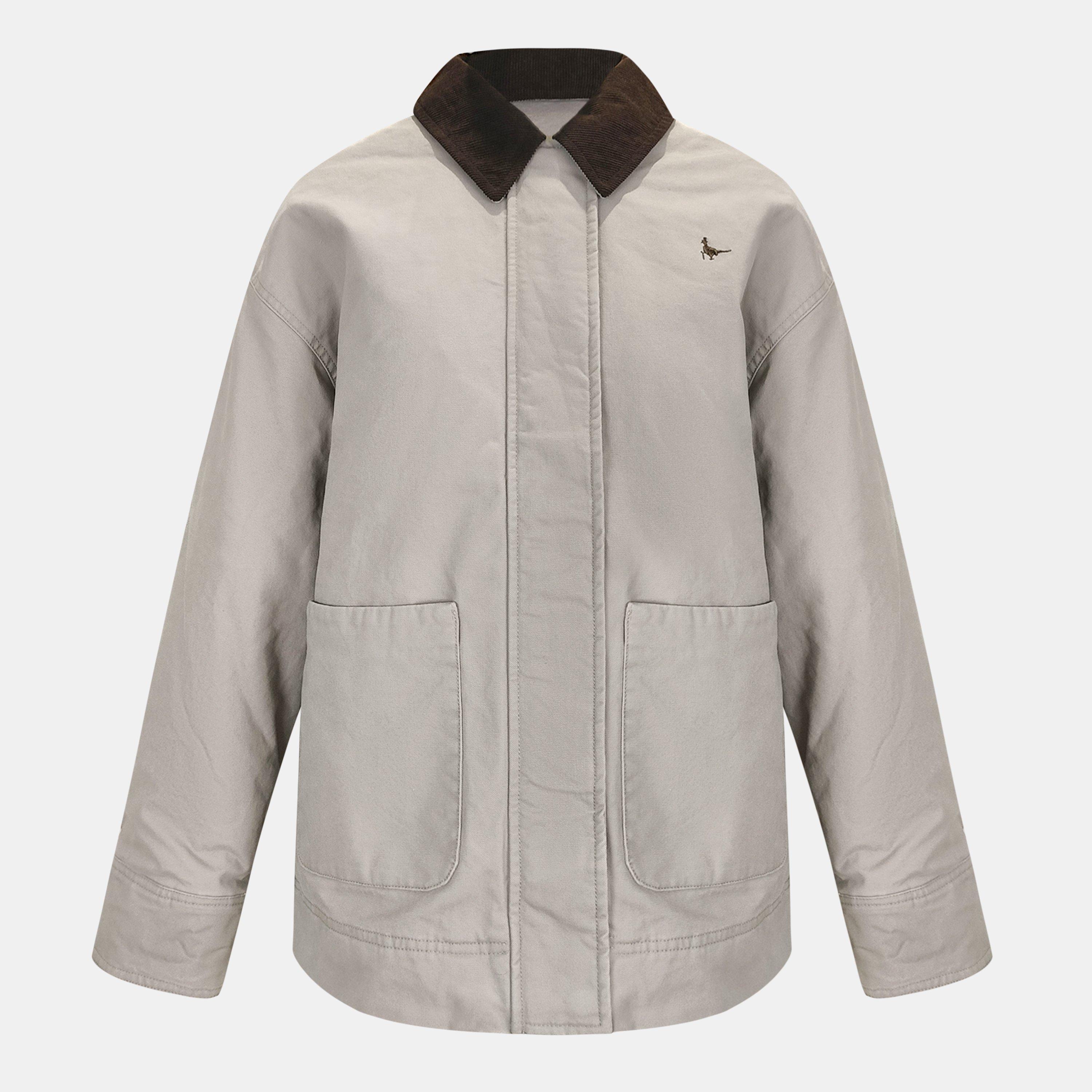 Tan - Jack Wills - Women's Barn Cotton Wind Resistant Long Sleeve Short Puffer Jacket - 1